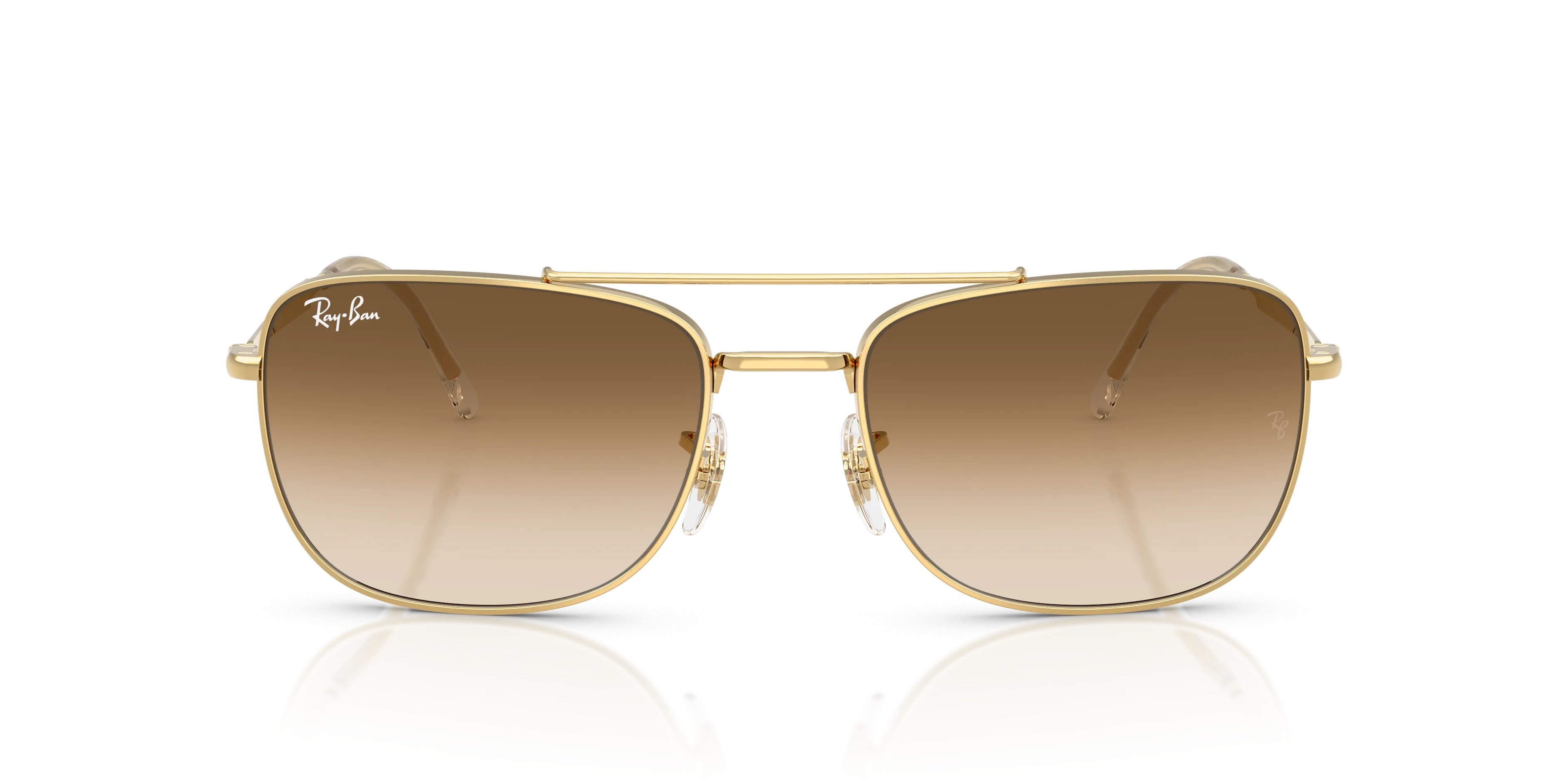 Ray - Ban RB3755 001/51 Occhiali da sole Metallo Oro Marrone Squadrata Normale Sfumato - immagine 3
