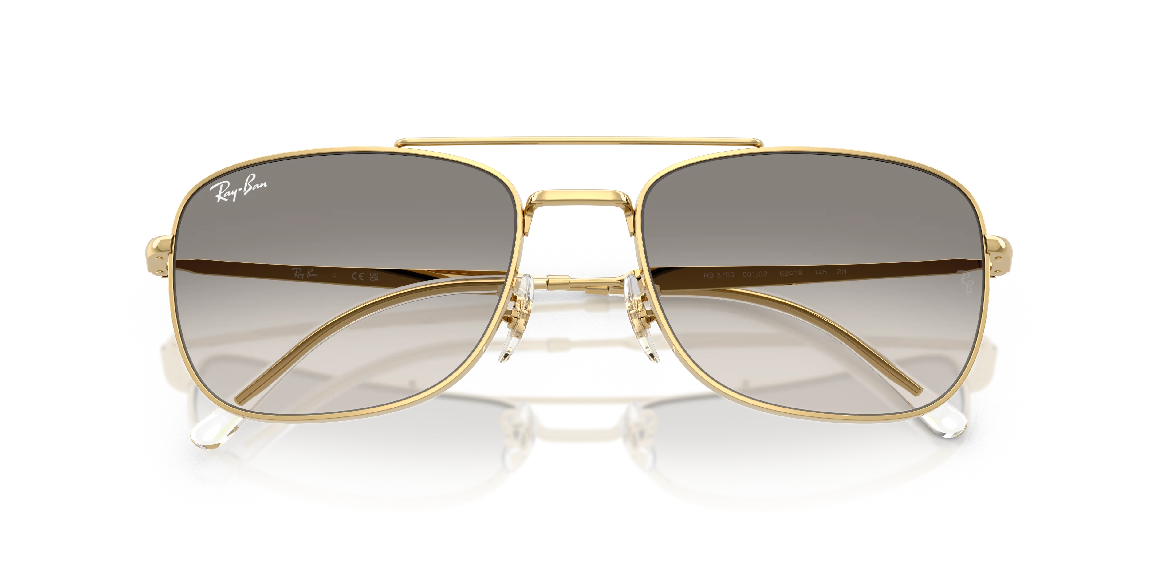 Ray - Ban RB3755 001/32 Occhiali da sole Metallo Oro Grigio Squadrata Normale Sfumato - immagine 2