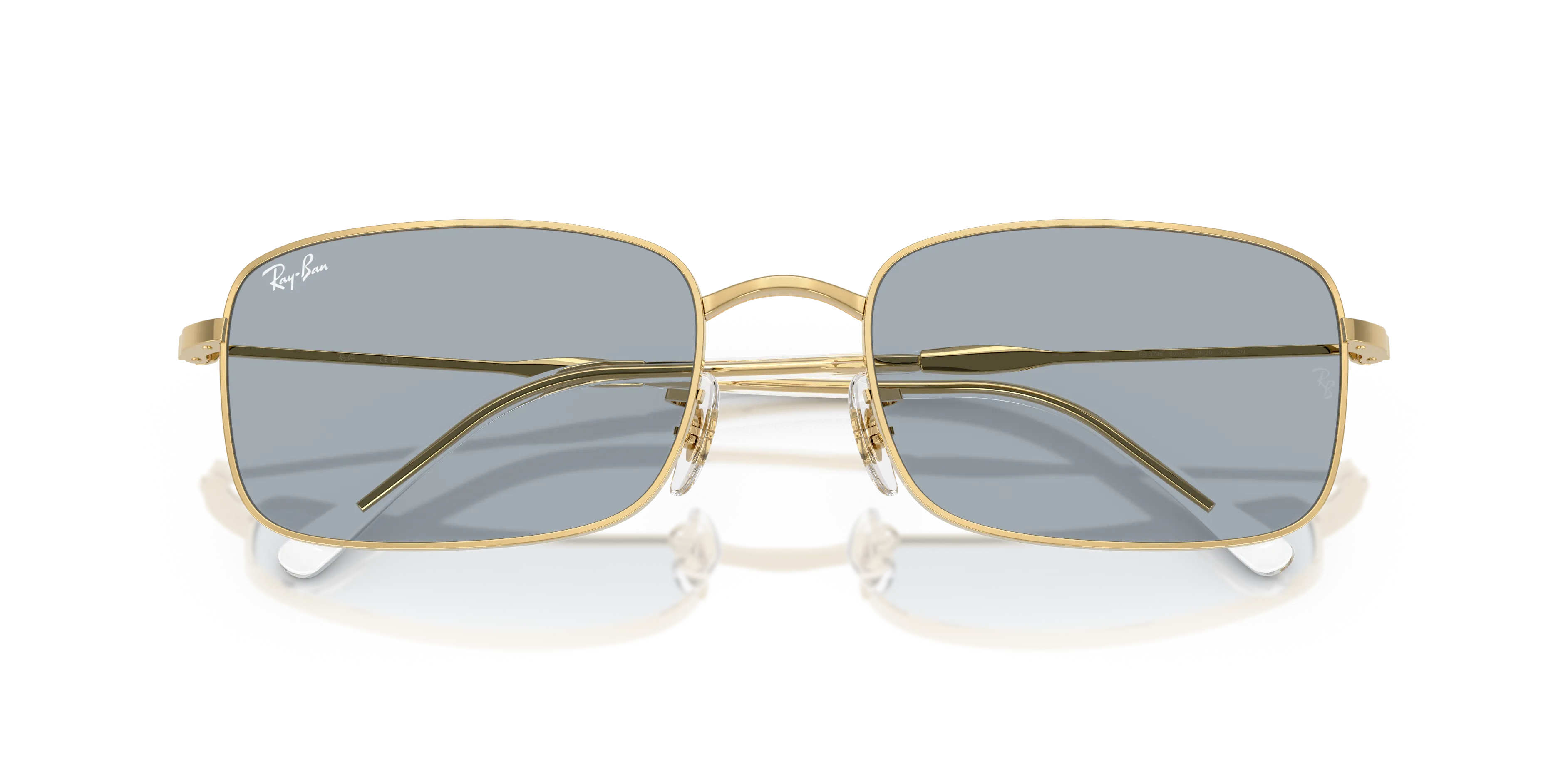 Ray - Ban RB3746 001/R5 Occhiali da sole Metallo Oro Blu Squadrata Normale - immagine 2
