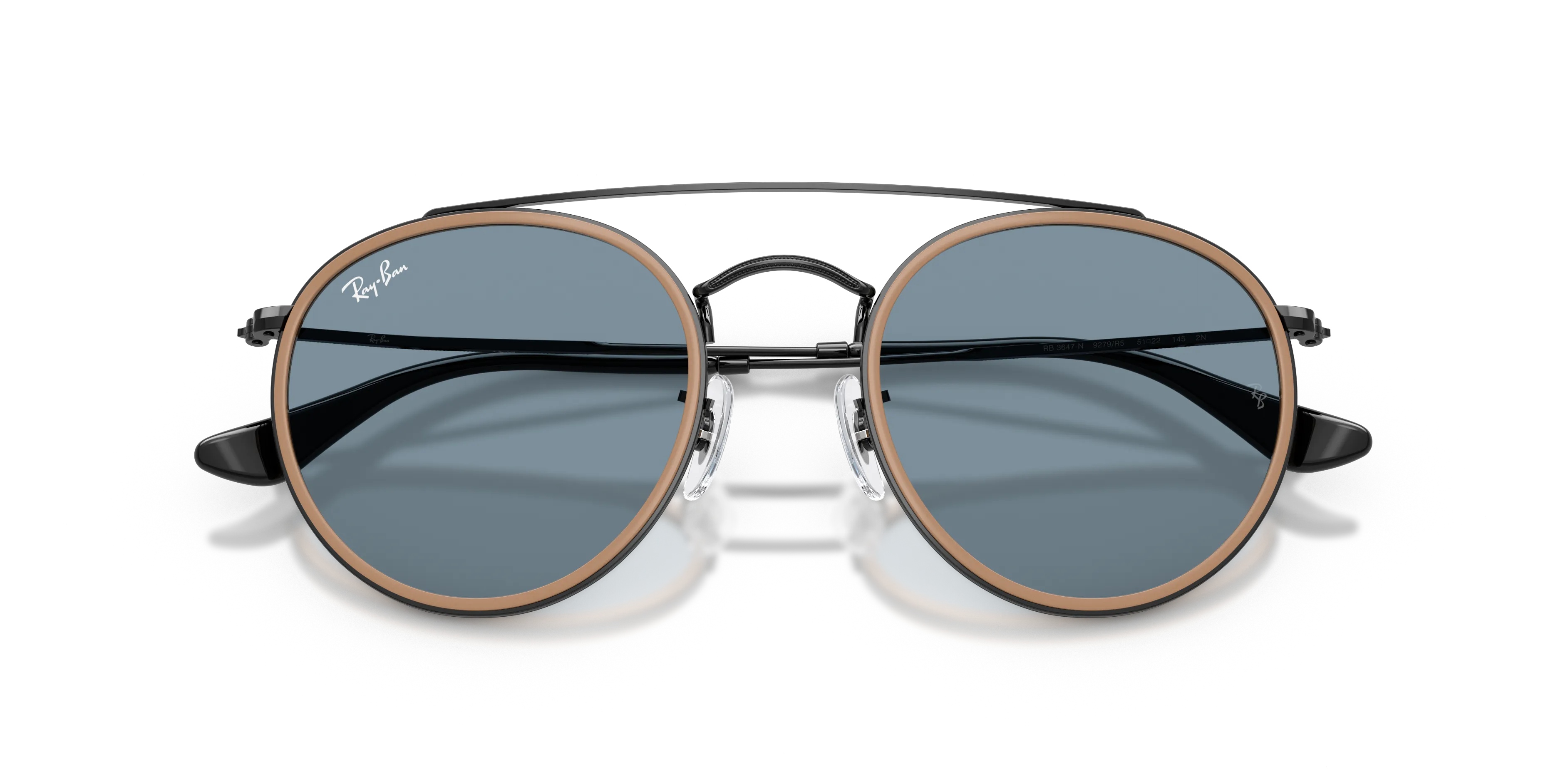 Ray - Ban RB3647N 9279R5 Occhiali da sole Metallo Nero Blu Rotonda Normale - immagine 2