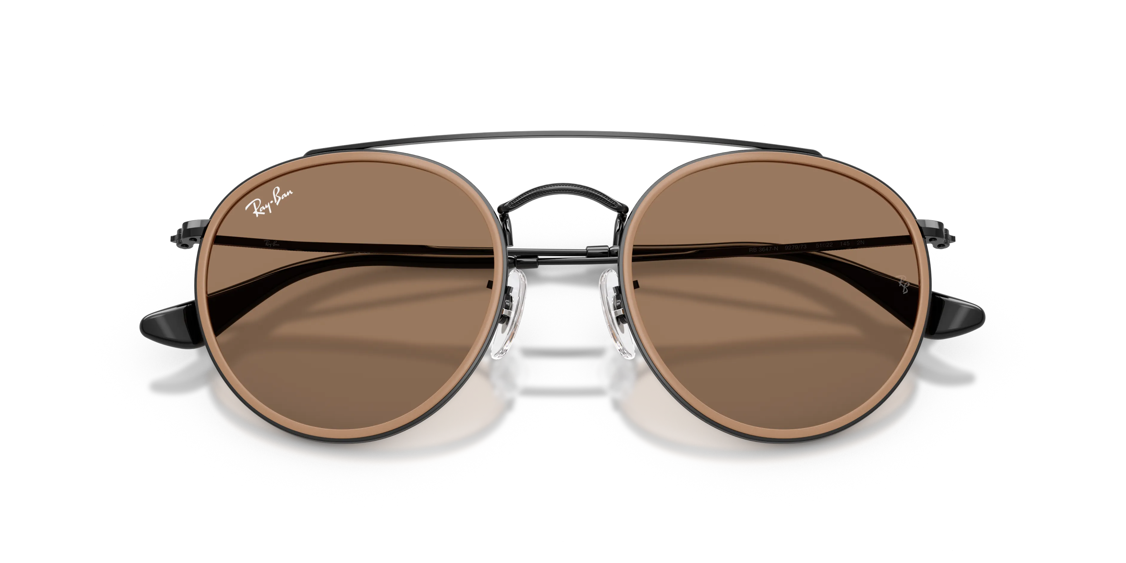 Ray - Ban RB3647N 927973 Occhiali da sole Metallo Nero Marrone Rotonda Normale - immagine 2