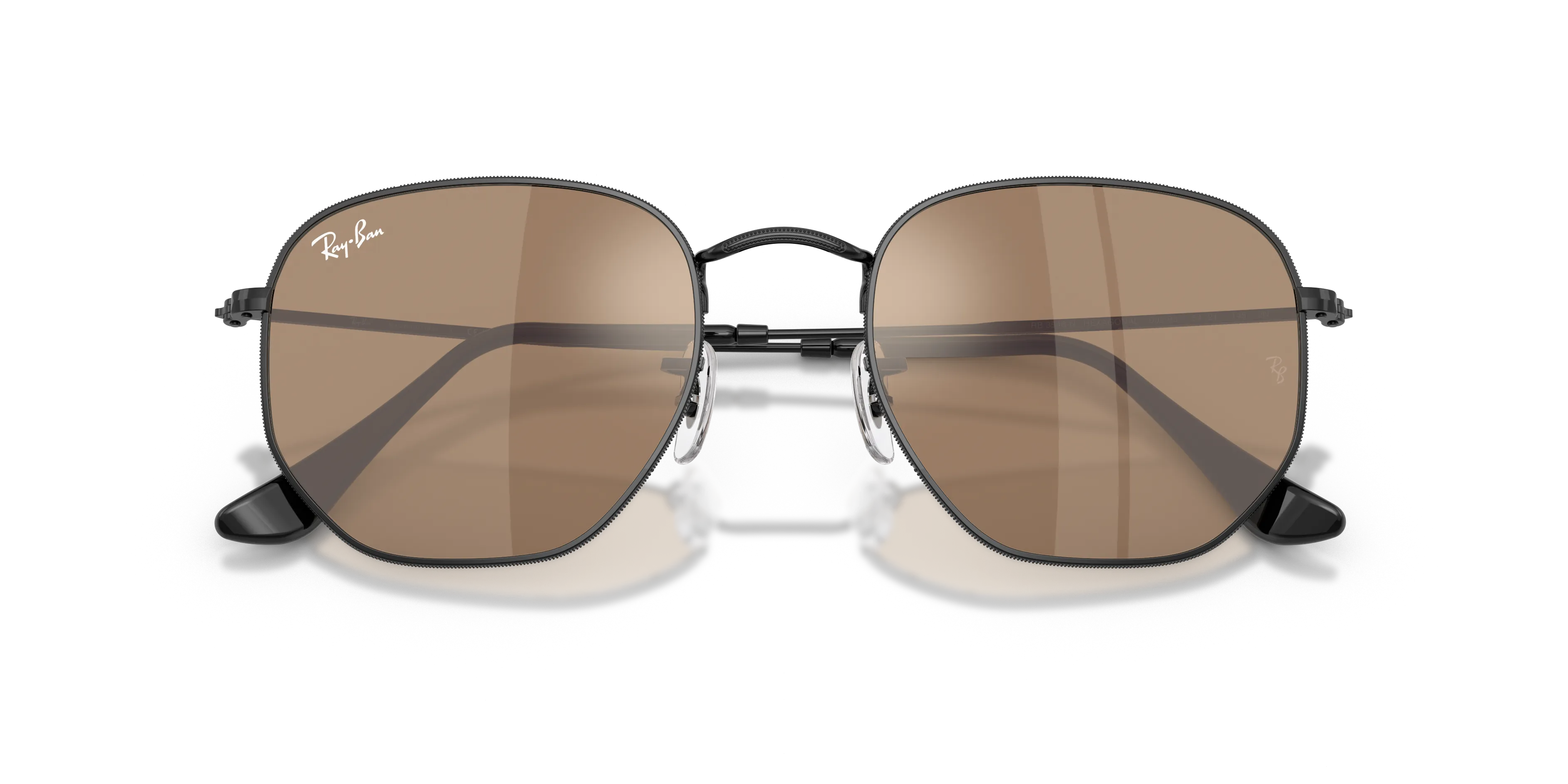 Ray - Ban RB3548N HEXAGONAL 002/93 Occhiali da sole Acciaio Nero Marrone Geometrica Specchiate - immagine 2