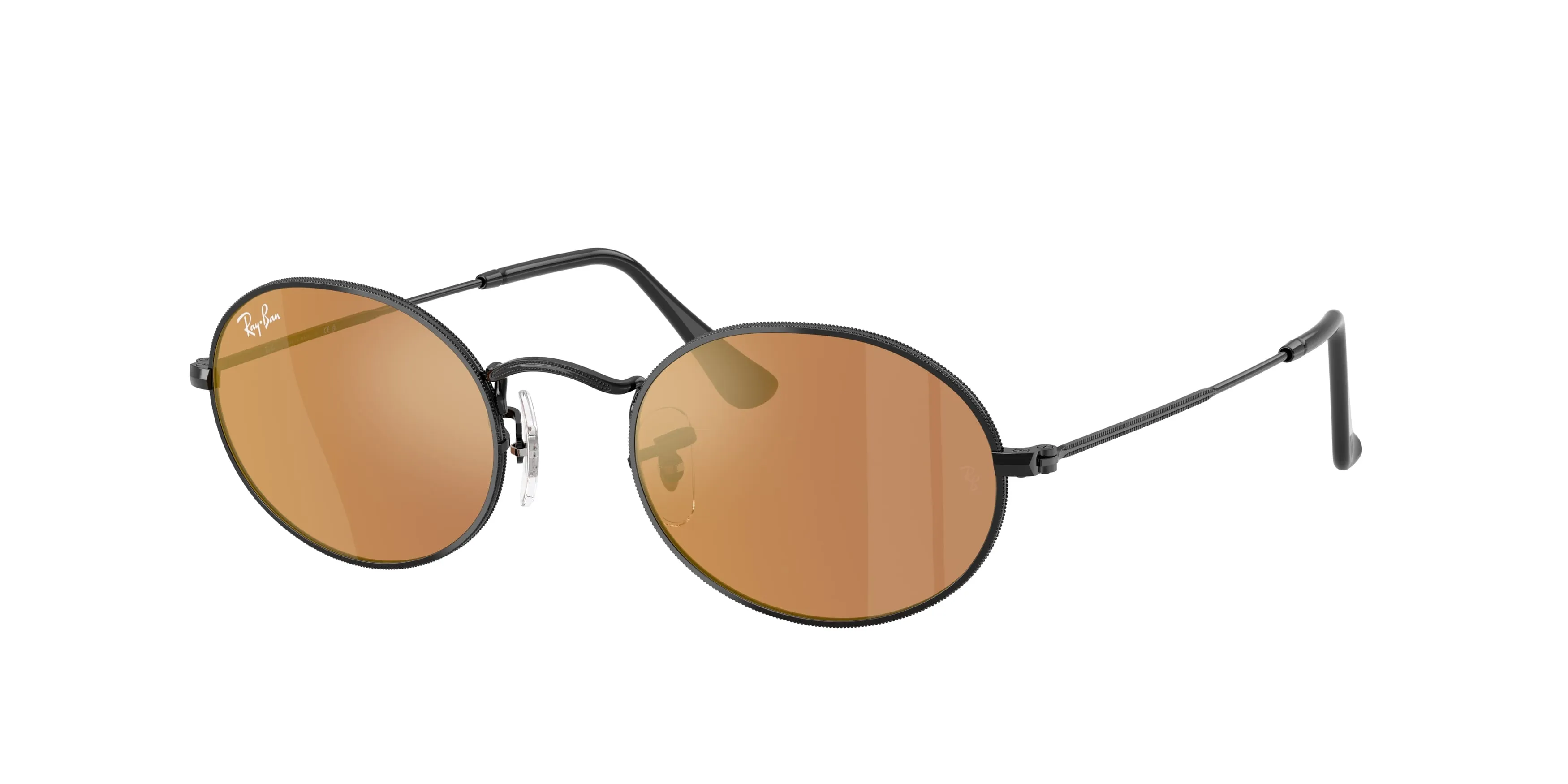 Ray - Ban RB3547N OVAL 002/40 Occhiali da sole Metallo Nero Marrone Rotonda Specchiate - immagine 1