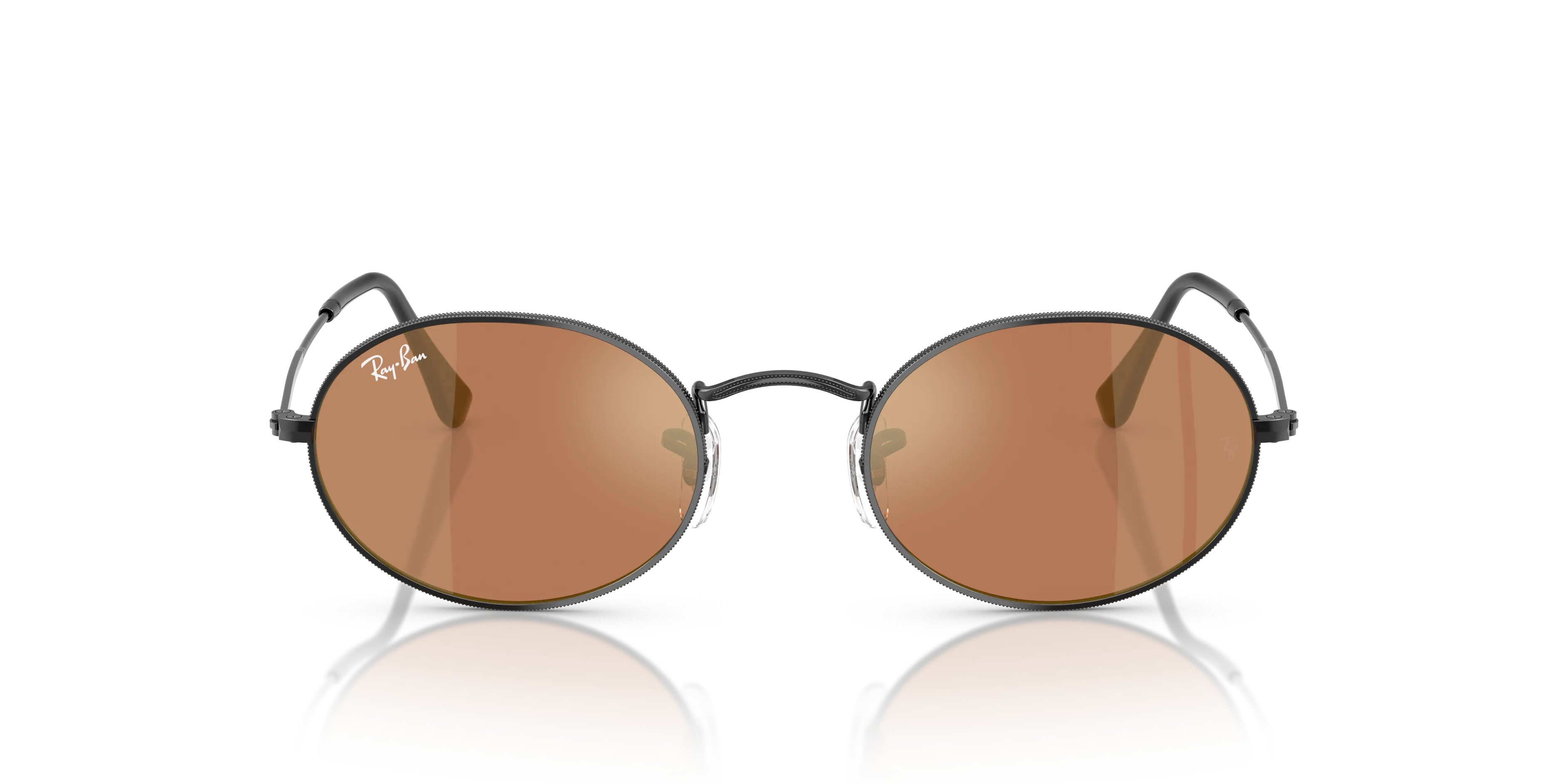 Ray - Ban RB3547N OVAL 002/40 Occhiali da sole Metallo Nero Marrone Rotonda Specchiate - immagine 3