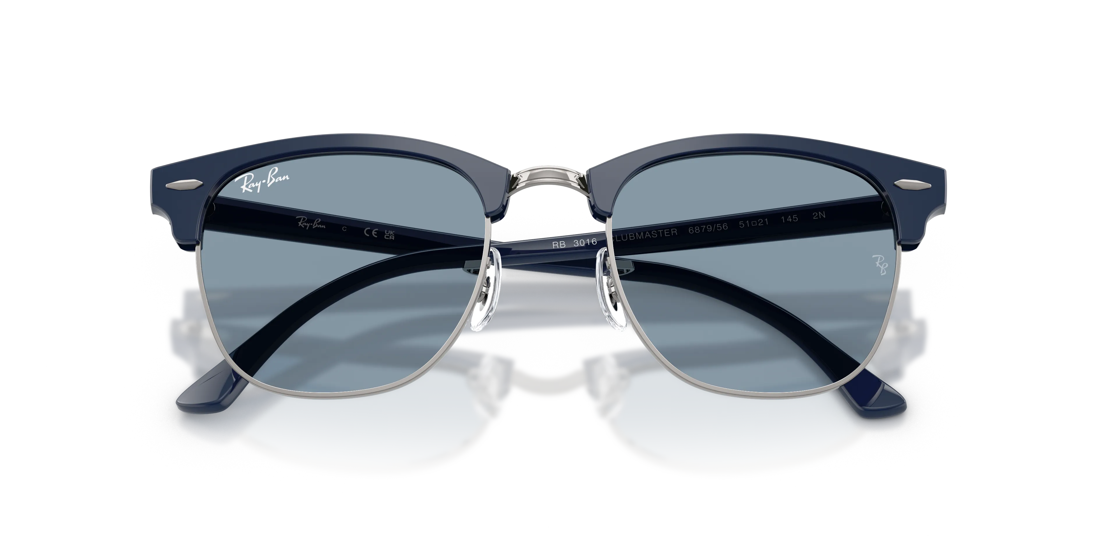Ray - Ban RB3016 CLUBMASTER 687956 Occhiali da sole Acetato Blu Blu Squadrata Normale - immagine 2