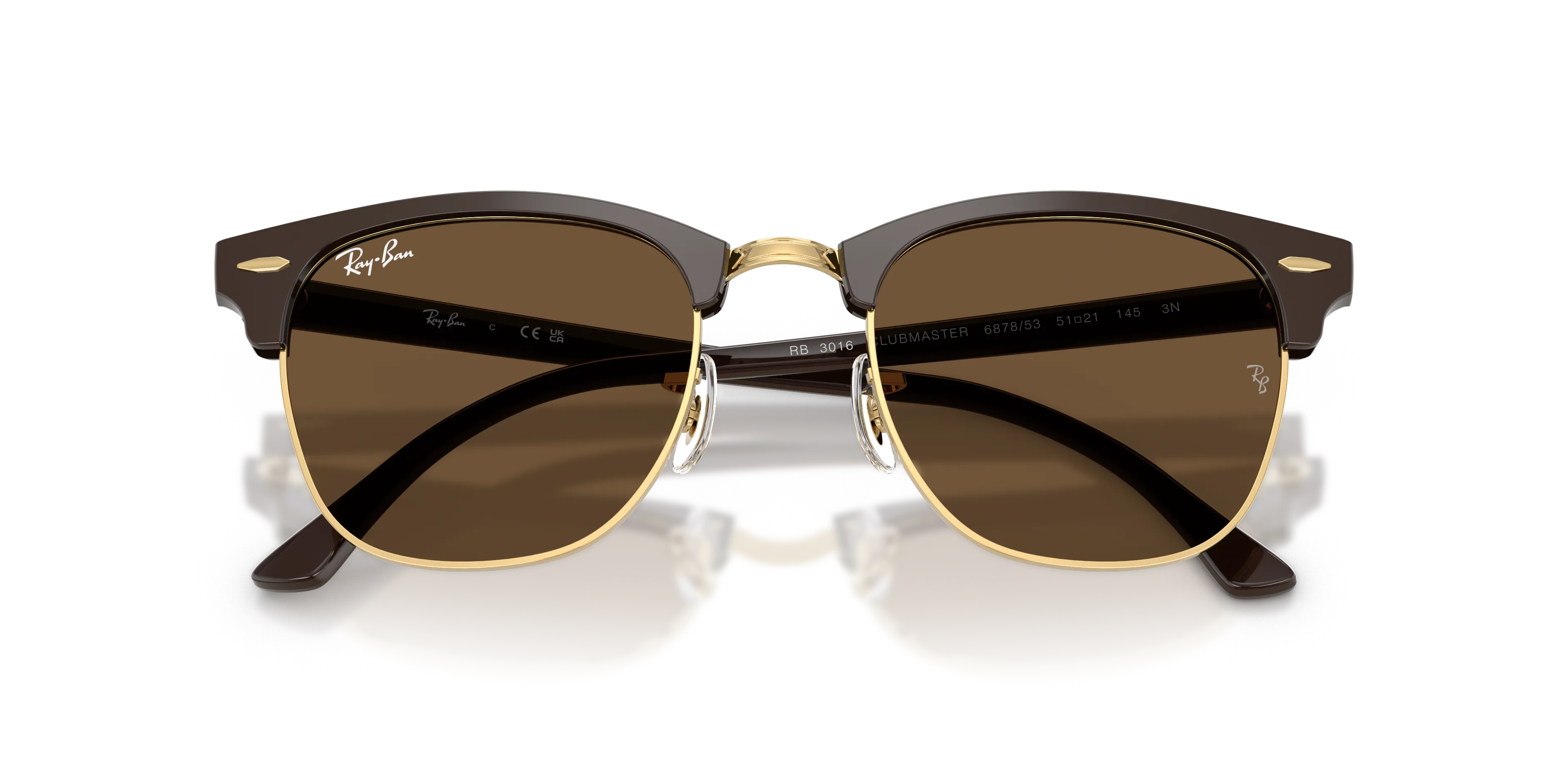 Ray - Ban RB3016 CLUBMASTER 687853 Occhiali da sole Acetato Marrone Marrone Squadrata Normale - immagine 2