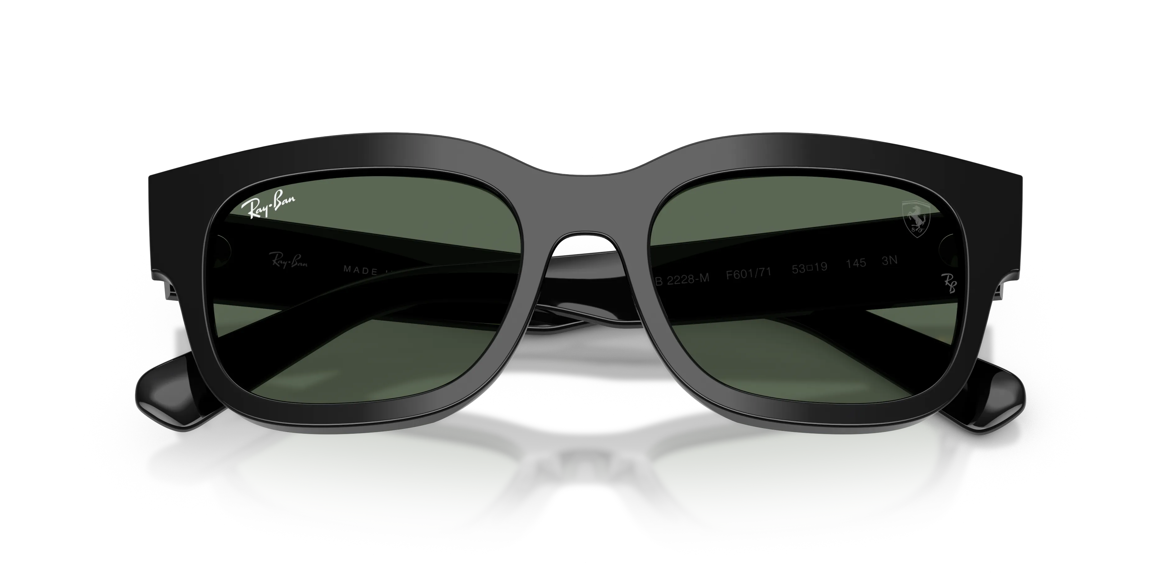 Ray - Ban RB2228M F60171 Occhiali da sole Acetato Nero Verde Squadrata Normale - immagine 2