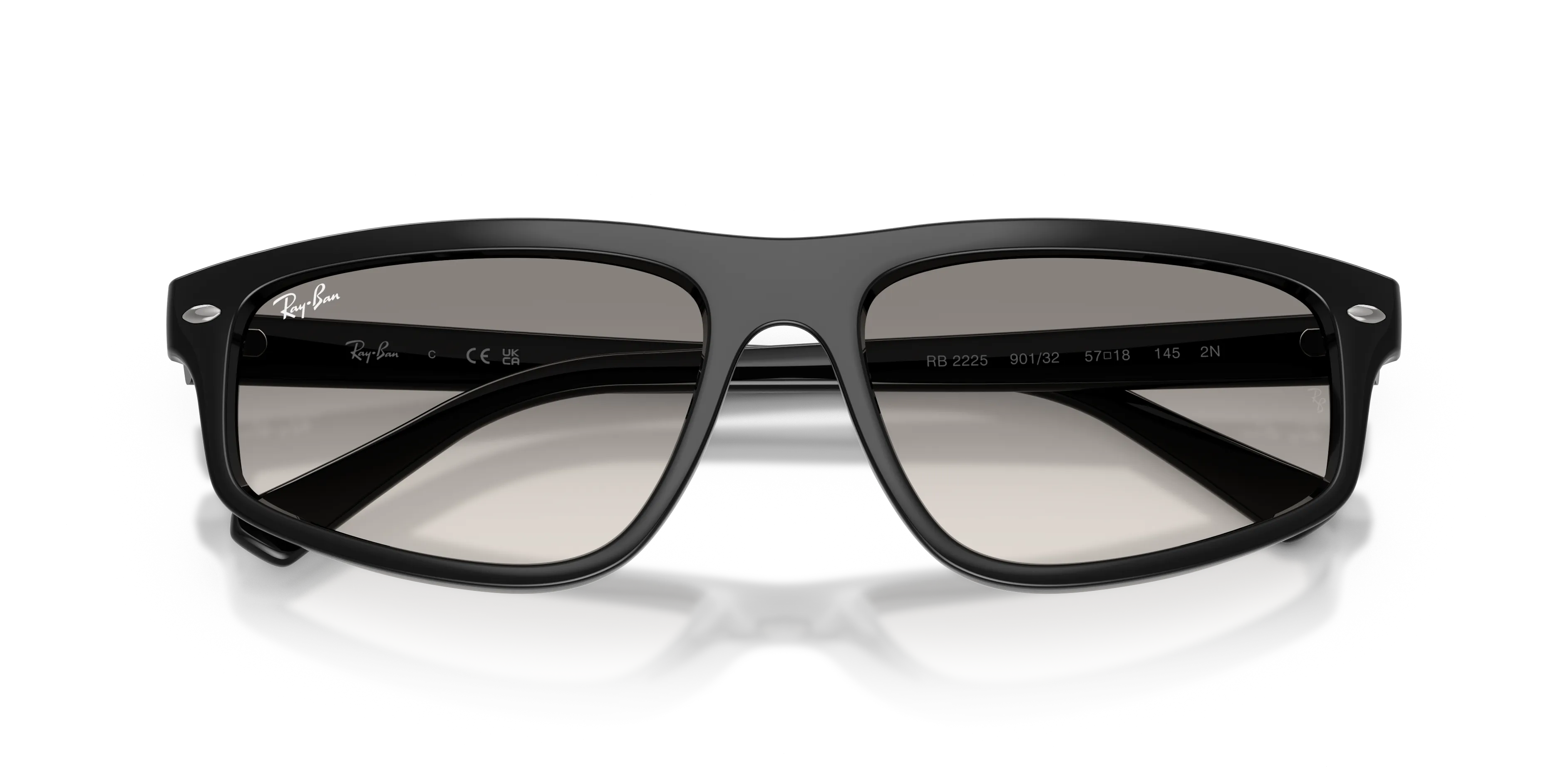 Ray - Ban RB2225 901/32 Occhiali da sole Acetato Nero Grigio Geometrica Normale Sfumato - immagine 2