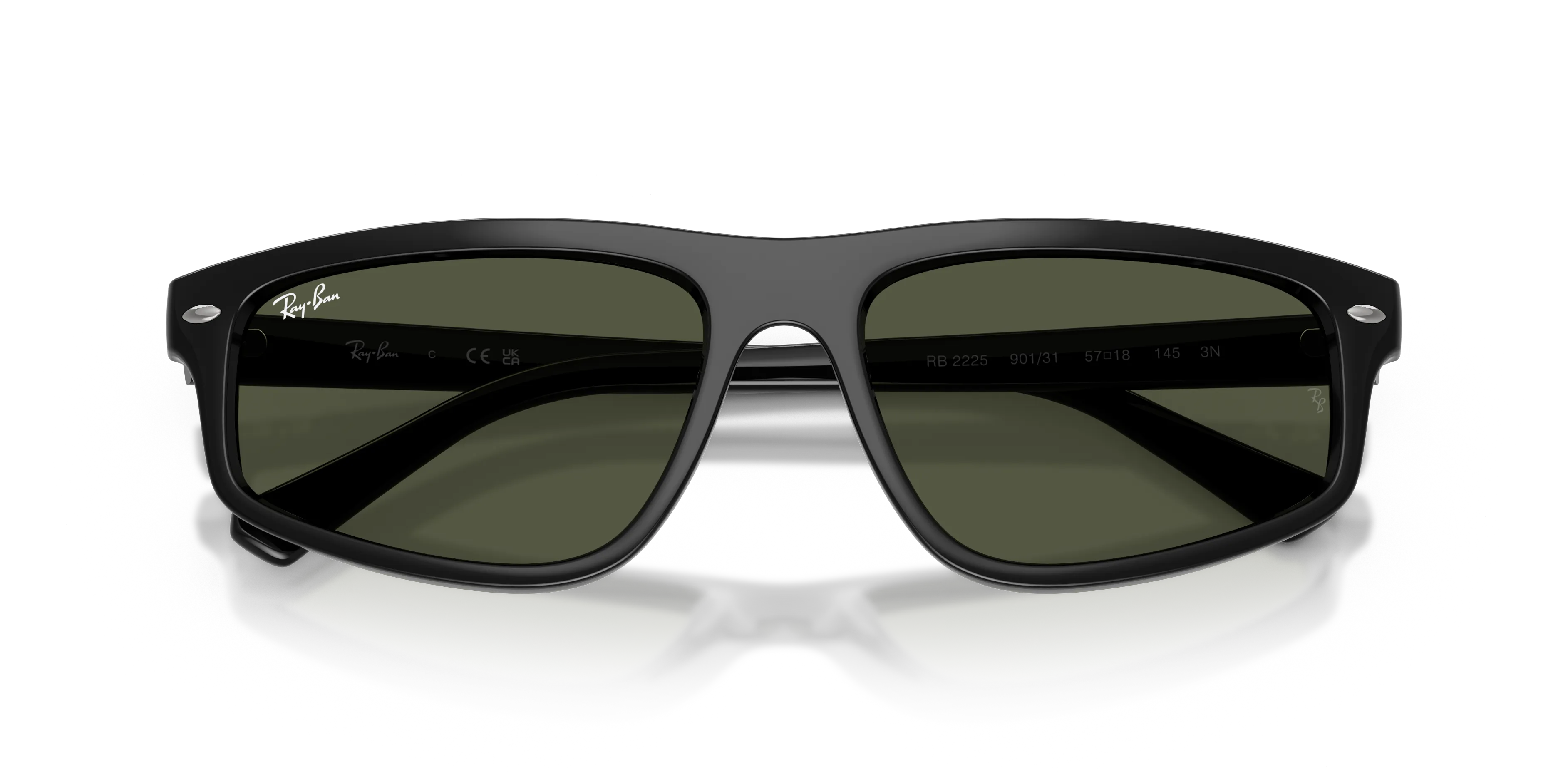 Ray - Ban RB2225 901/31 Occhiali da sole Acetato Nero Verde Geometrica Normale - immagine 2