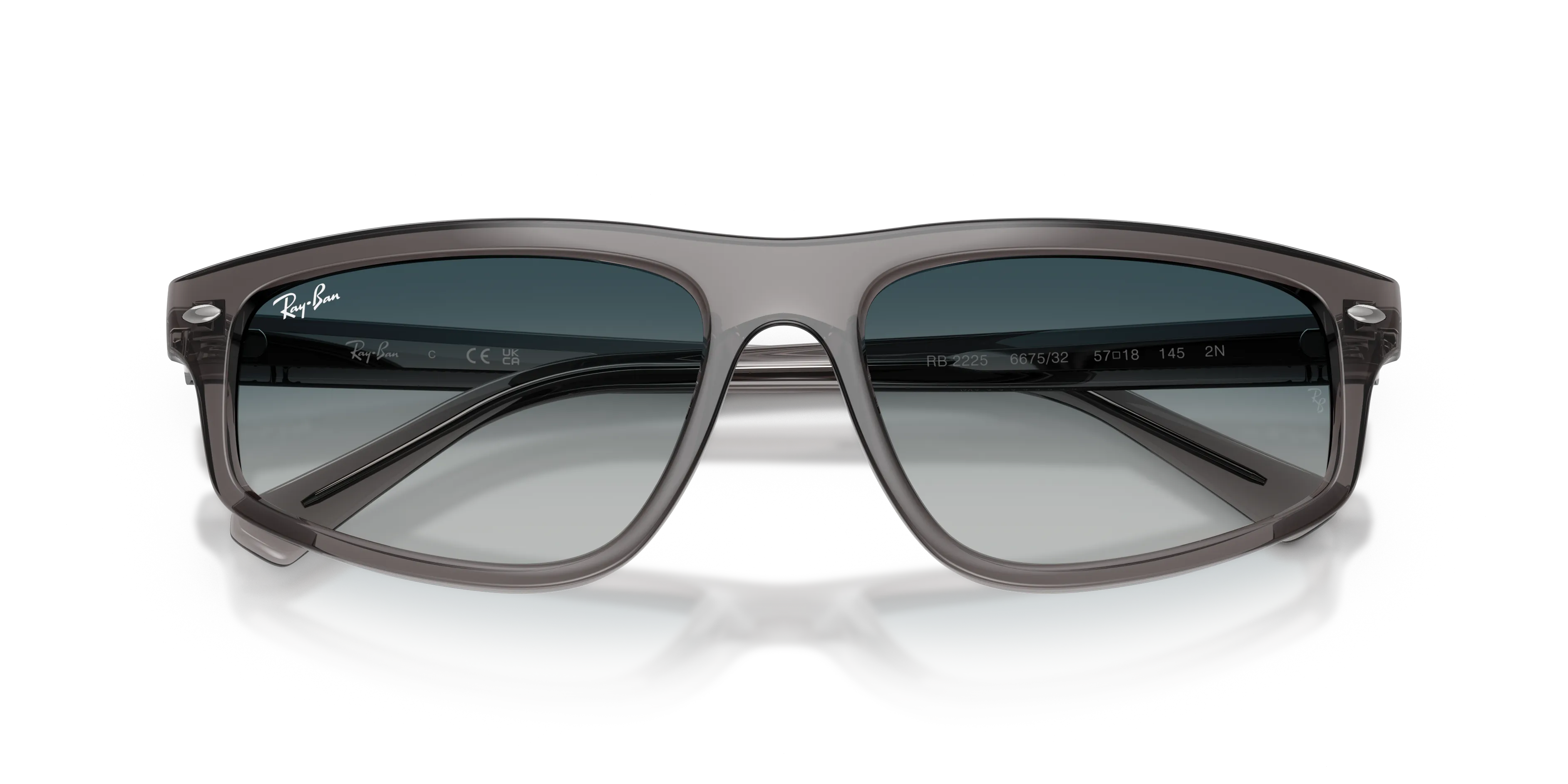 Ray - Ban RB2225 667532 Occhiali da sole Acetato Grigio Grigio Geometrica Normale Sfumato - immagine 2