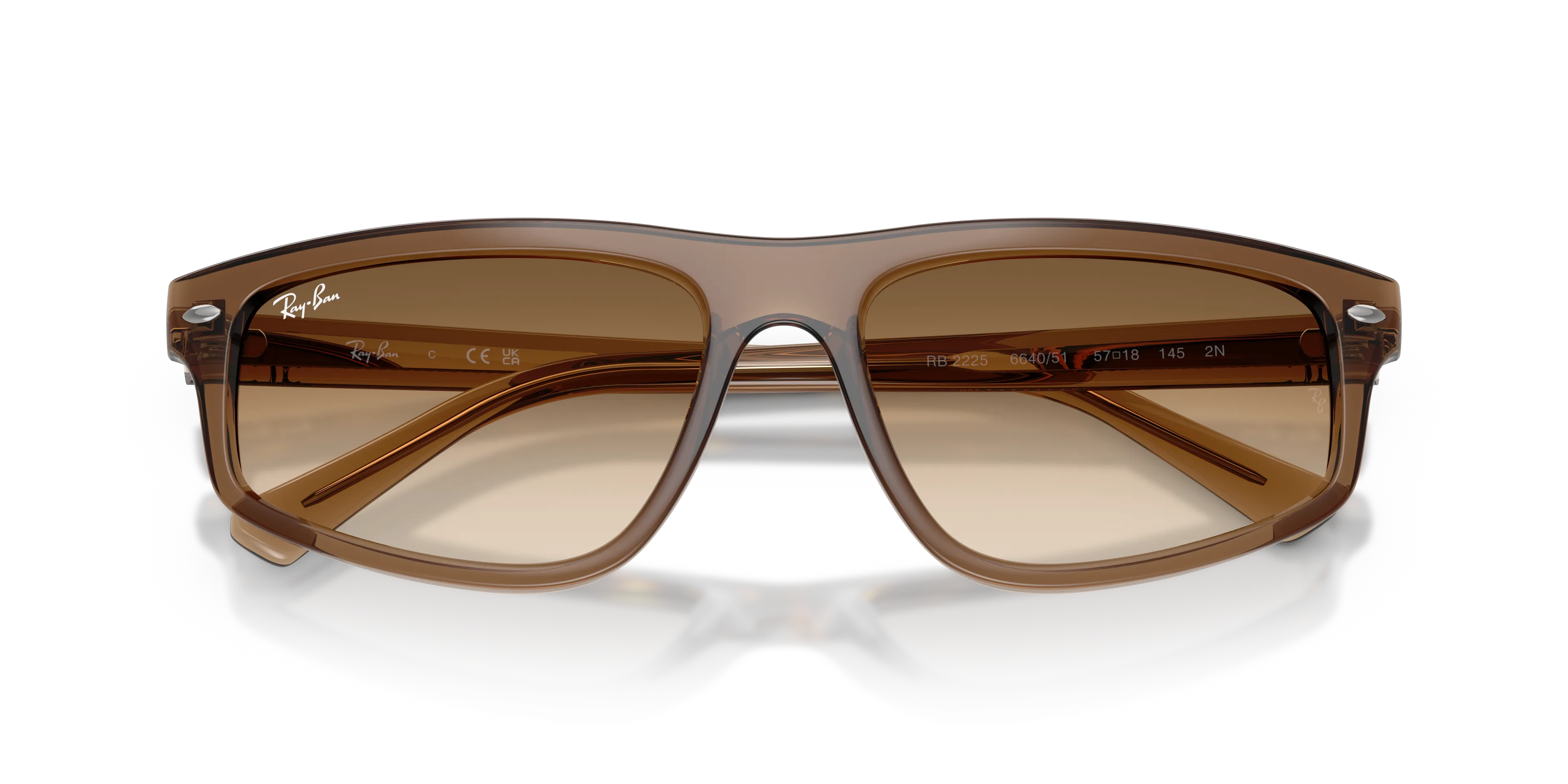 Ray - Ban RB2225 664051 Occhiali da sole Acetato Marrone Marrone Geometrica Normale Sfumato - immagine 2