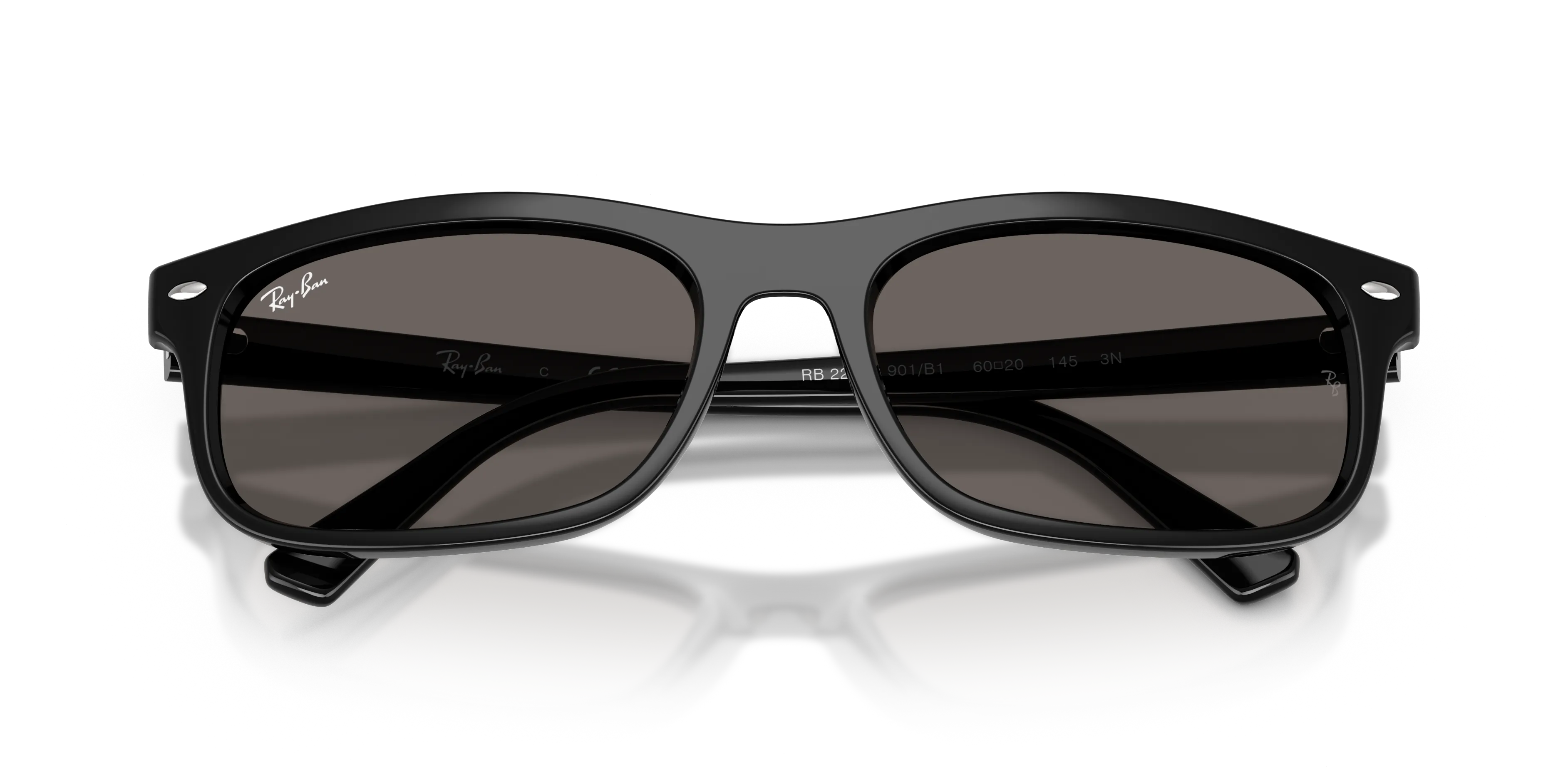Ray - Ban RB2224 901/B1 Occhiali da sole Acetato Nero Grigio Squadrata Normale - immagine 2