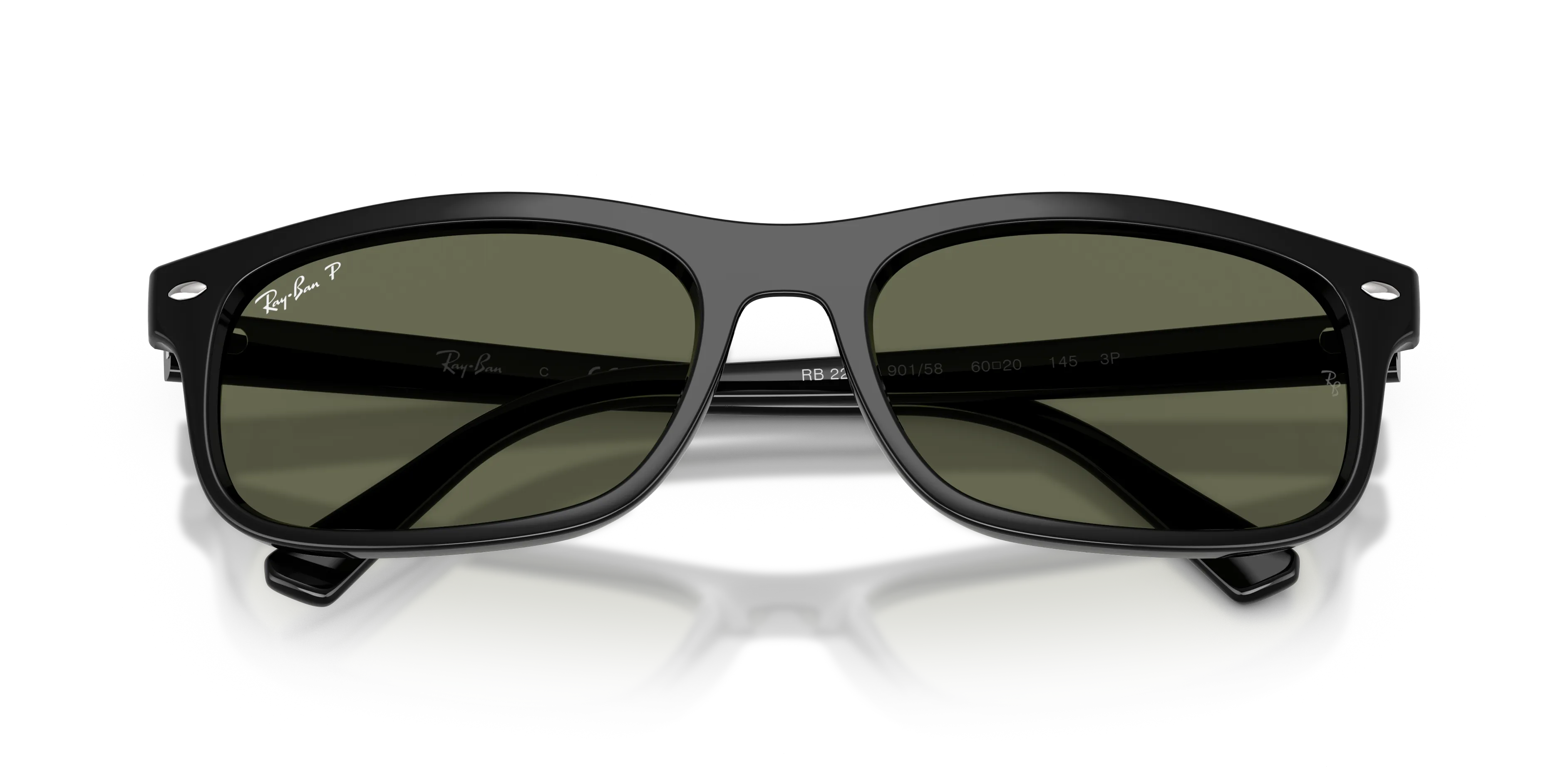 Ray - Ban RB2224 901/58 Occhiali da sole Acetato Nero Verde Squadrata Polarizzata - immagine 2