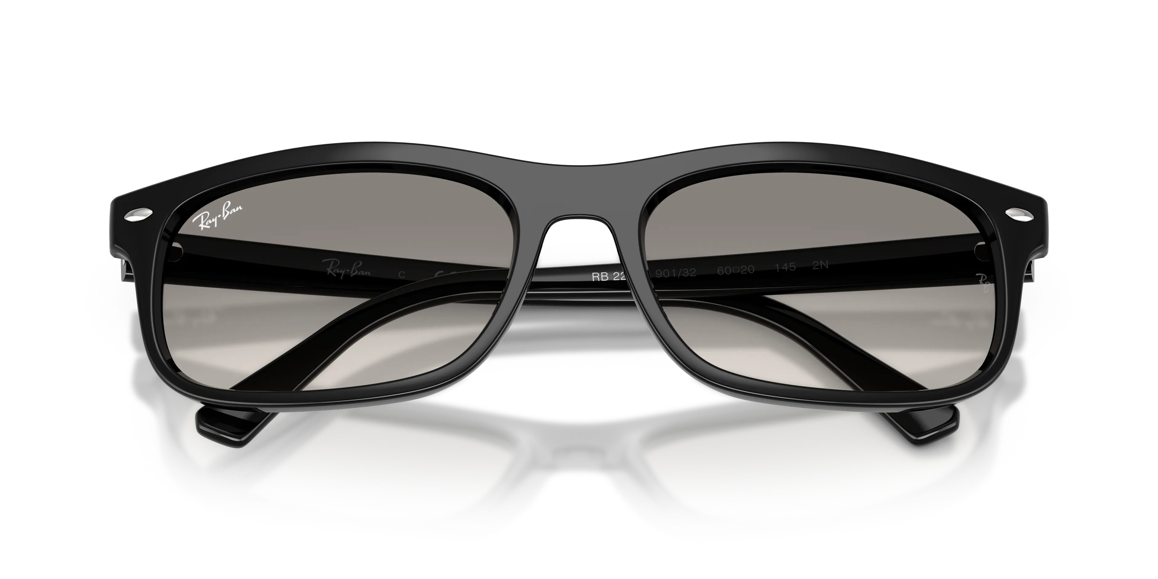 Ray - Ban RB2224 901/32 Occhiali da sole Acetato Nero Grigio Squadrata Normale Sfumato - immagine 2