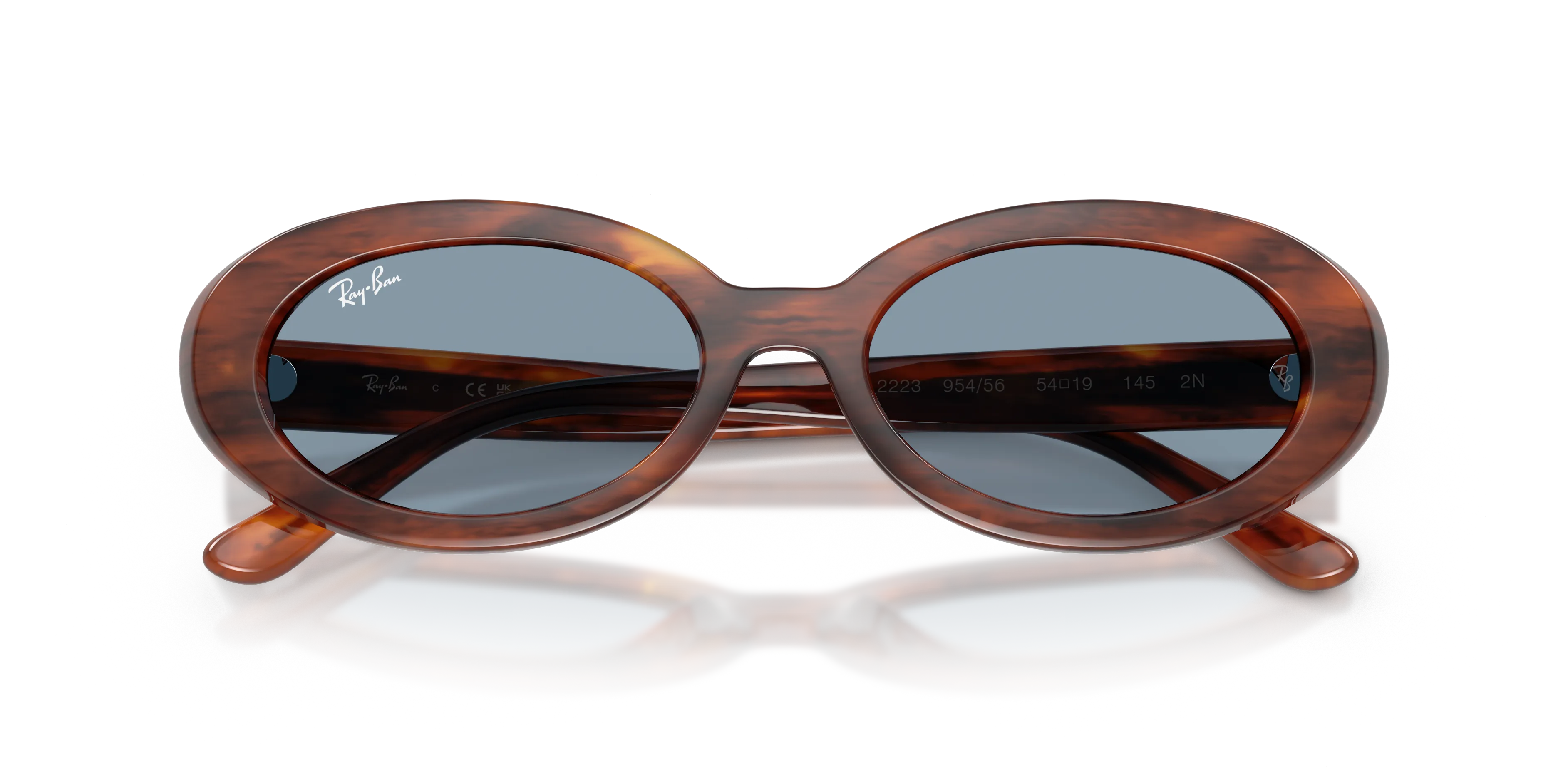 Ray - Ban RB2223 954/56 Occhiali da sole Acetato Marrone Blu Rotonda Normale - immagine 2