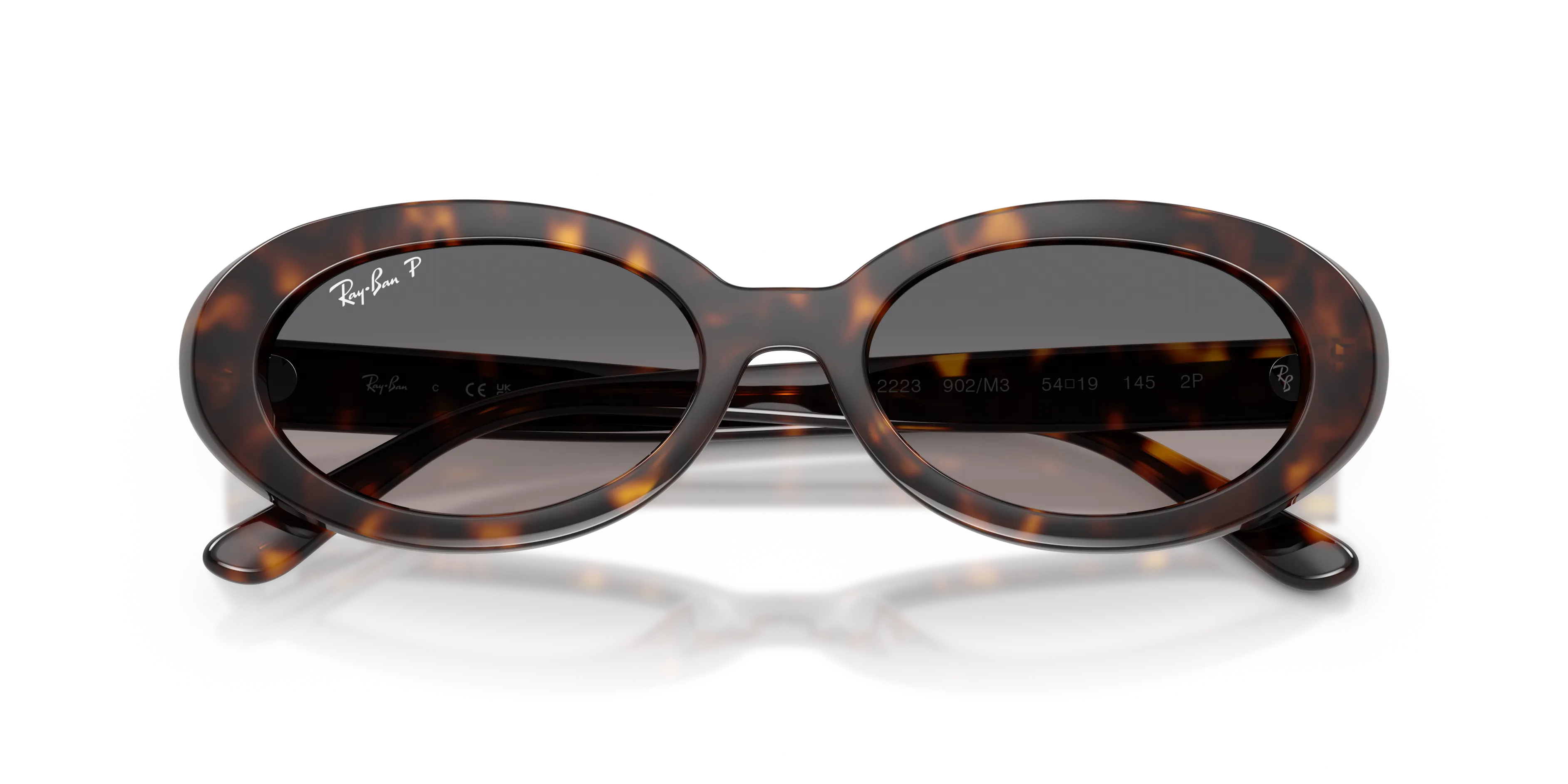 Ray - Ban RB2223 902/M3 Occhiali da sole Acetato Tartaruga Grigio Rotonda Polarizzata - immagine 2
