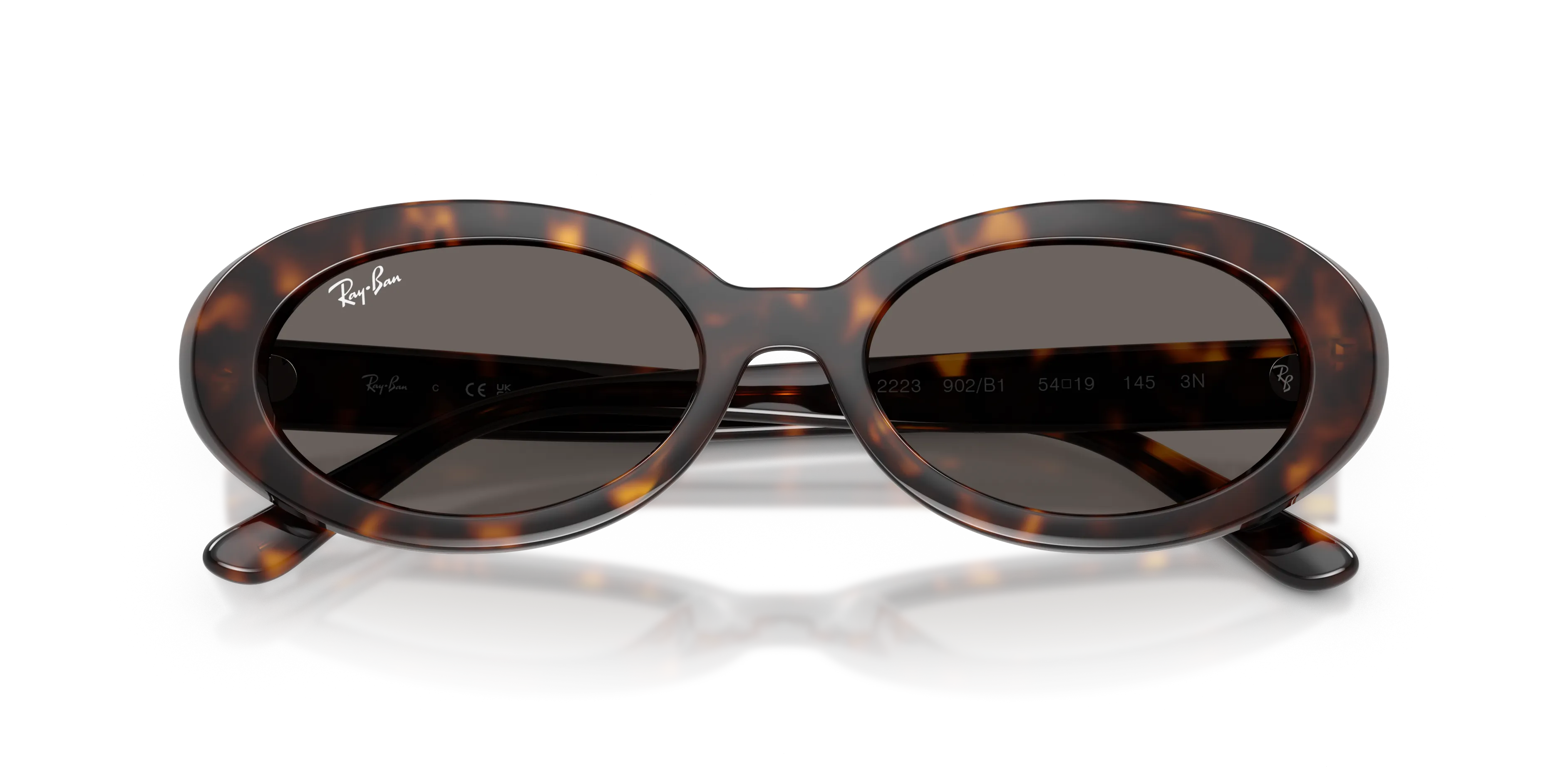 Ray - Ban RB2223 902/B1 Occhiali da sole Acetato Tartaruga Grigio Rotonda Normale - immagine 2