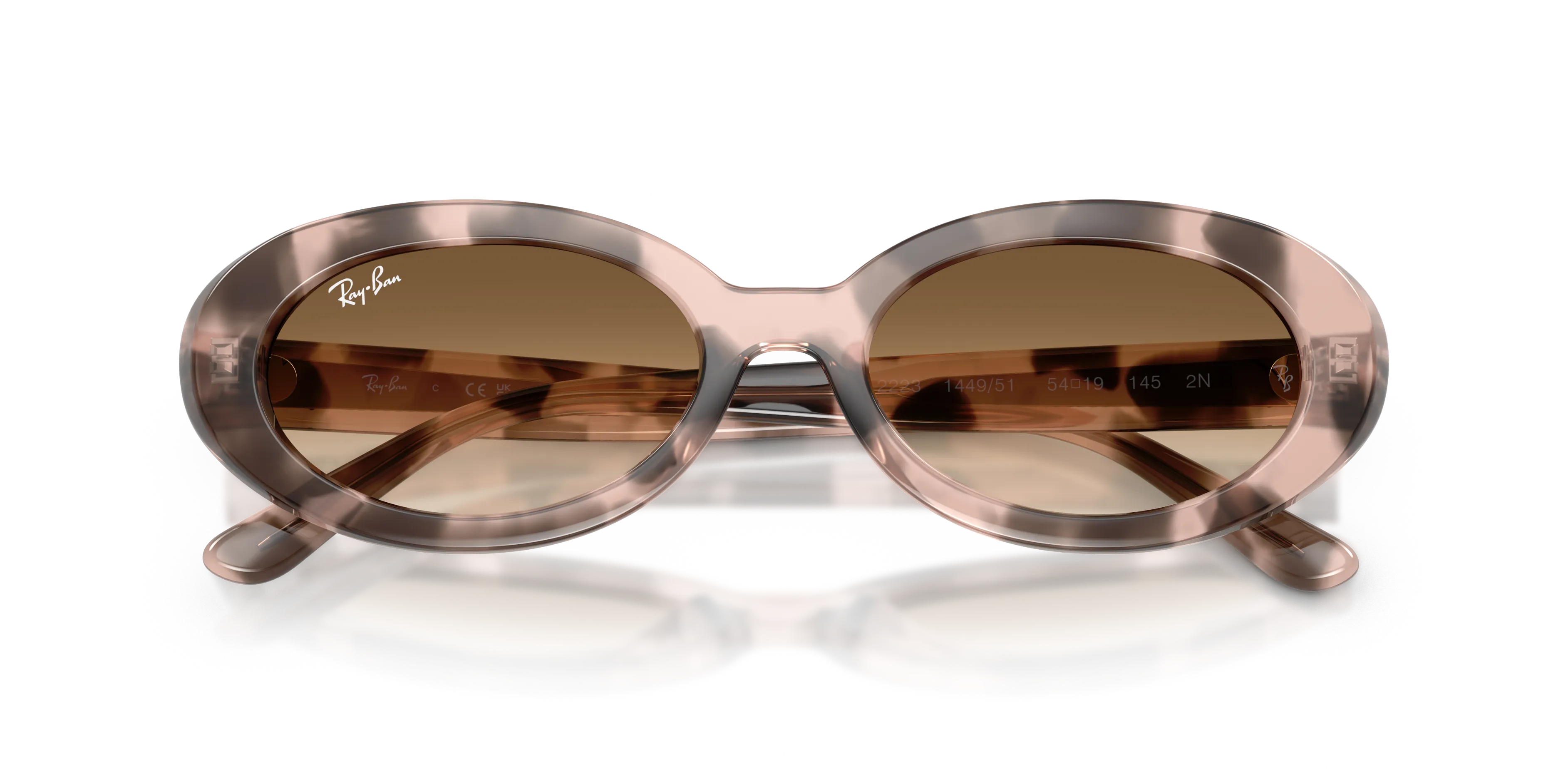 Ray - Ban RB2223 144951 Occhiali da sole Acetato Rosa Marrone Rotonda Normale Sfumato - immagine 2