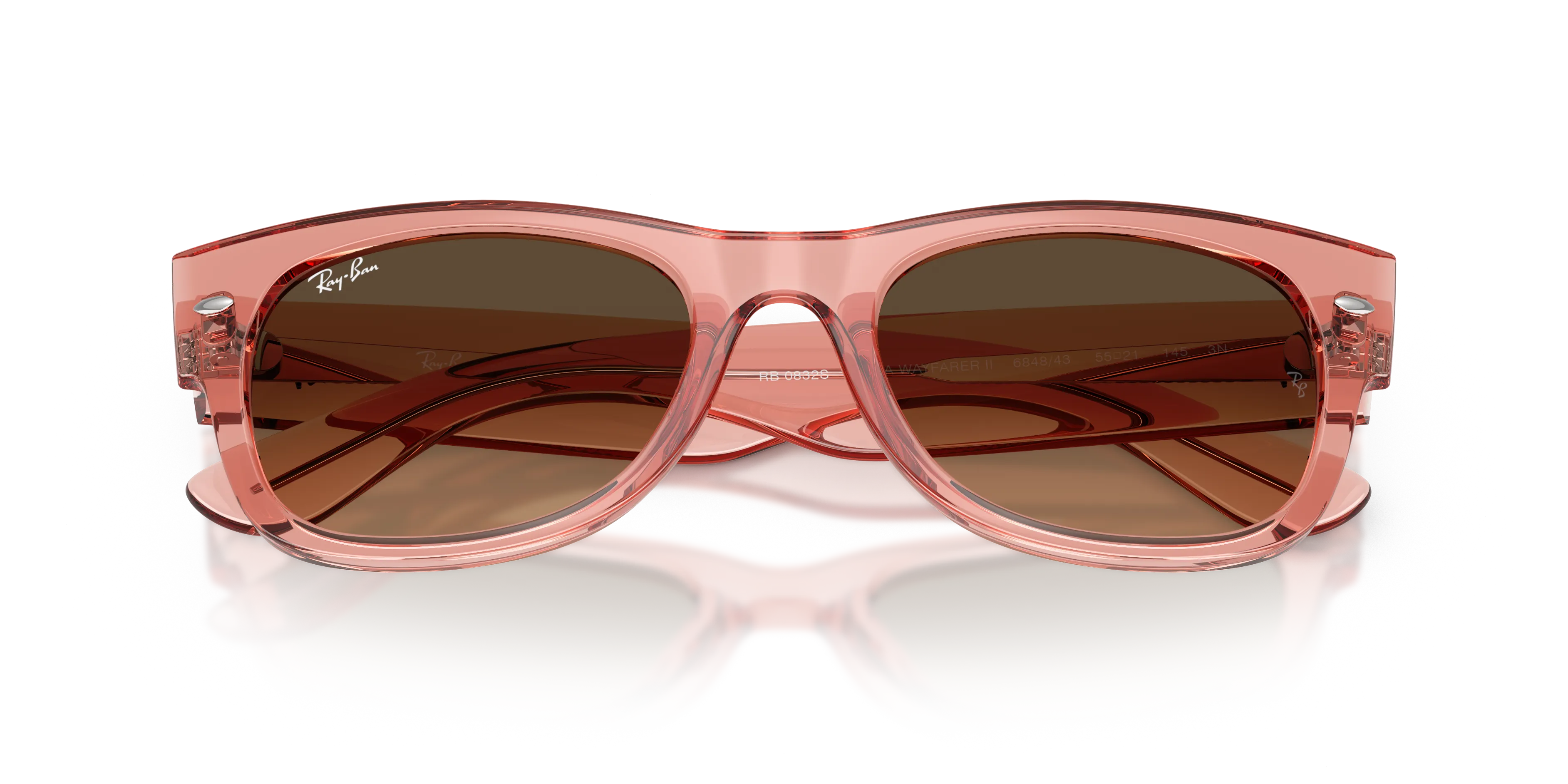 Ray - Ban RB0832S MEGA WAYFARER II 684843 Occhiali da sole Acetato Rosa Marrone Squadrata Normale Sfumato - immagine 2