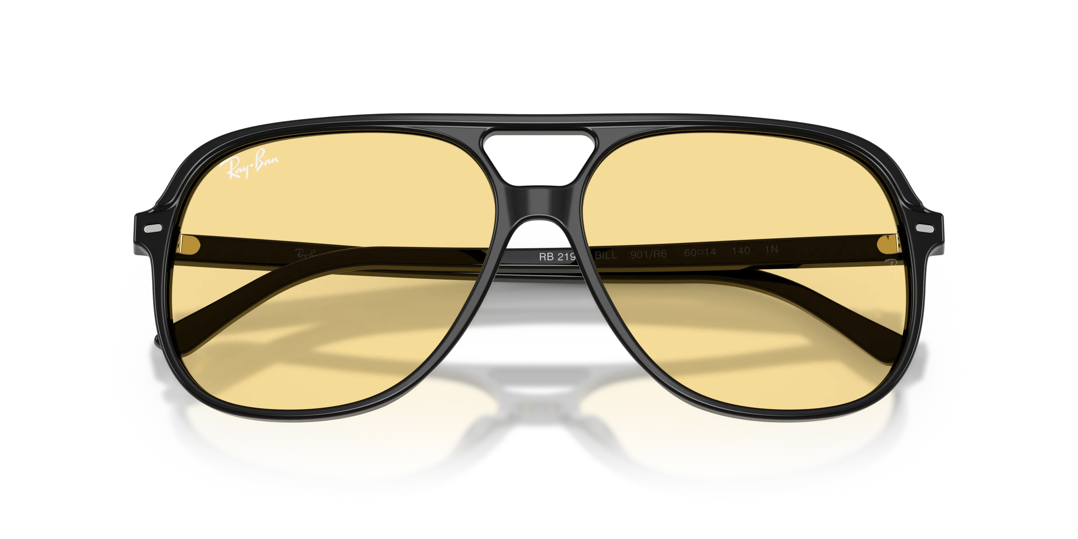 Ray - Ban RB2198 BILL 901/R6 Occhiali da sole Acetato Nero Giallo Squadrata Normale - immagine 2