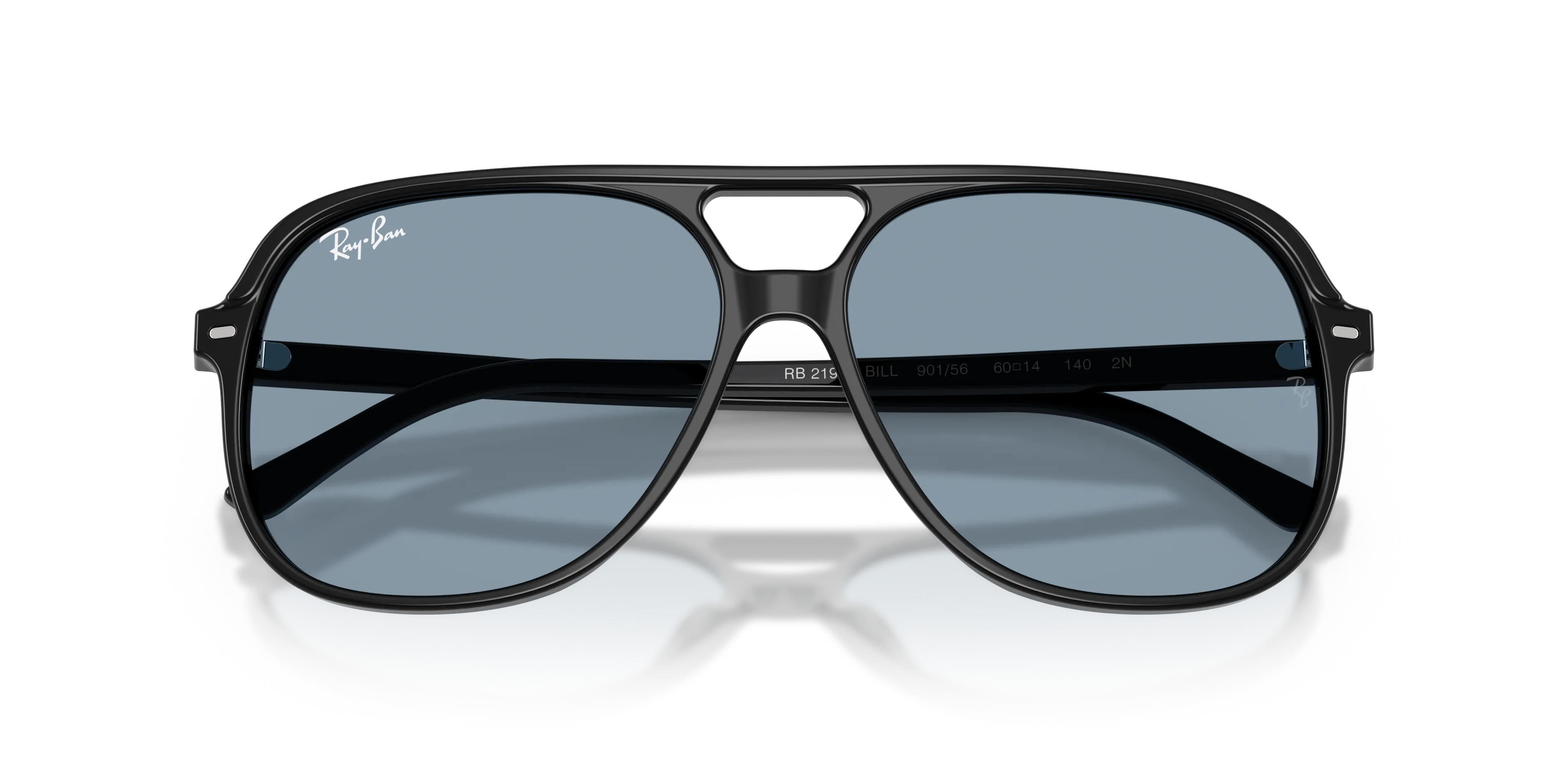 Ray - Ban RB2198 BILL 901/56 Occhiali da sole Acetato Nero Blu Squadrata Normale - immagine 2