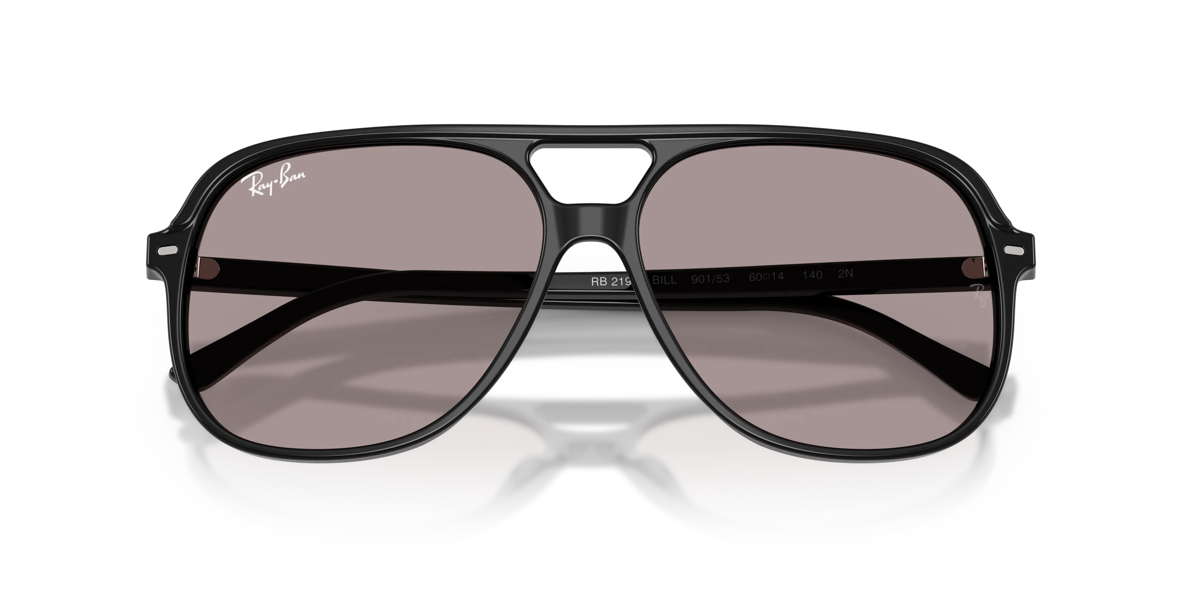 Ray - Ban RB2198 BILL 901/53 Occhiali da sole Acetato Nero Viola Squadrata Normale - immagine 2