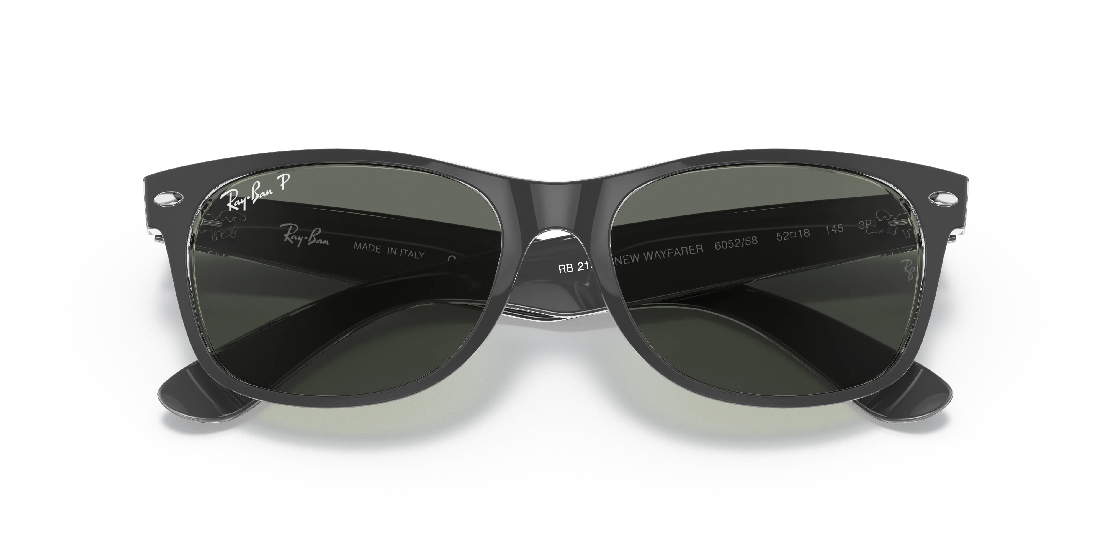 Ray - Ban RB2132 NEW WAYFARER 605258 Occhiali da sole Nylon Nero Verde G15 Squadrata Polarizzata - immagine 2