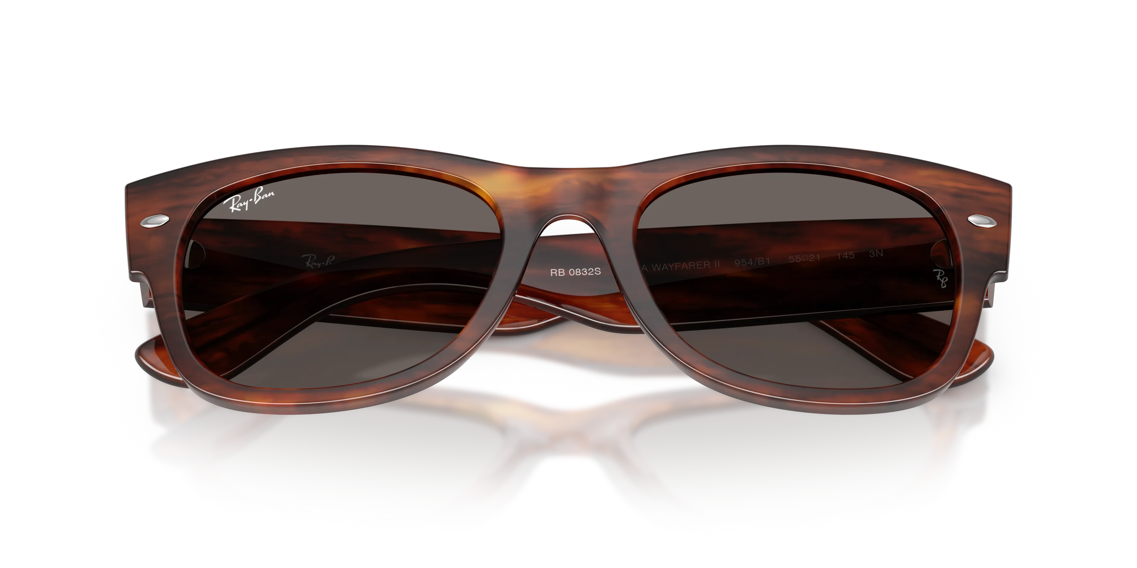 Ray - Ban RB0832S MEGA WAYFARER II 954/B1 Occhiali da sole Acetato Marrone Grigio Squadrata Normale - immagine 2