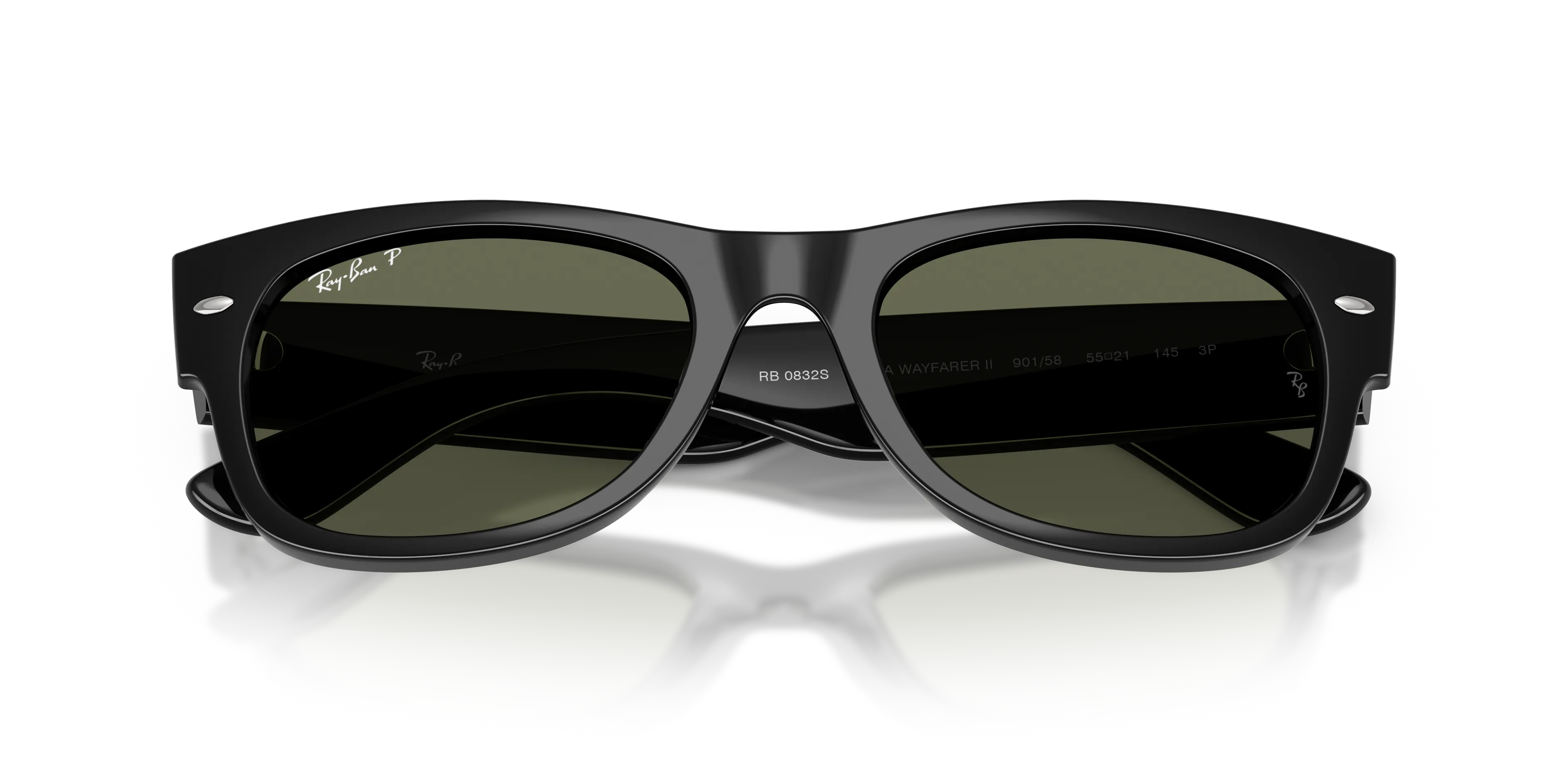 Ray - Ban RB0832S MEGA WAYFARER II 901/58 Occhiali da sole Acetato Nero Verde Squadrata Polarizzata - immagine 2