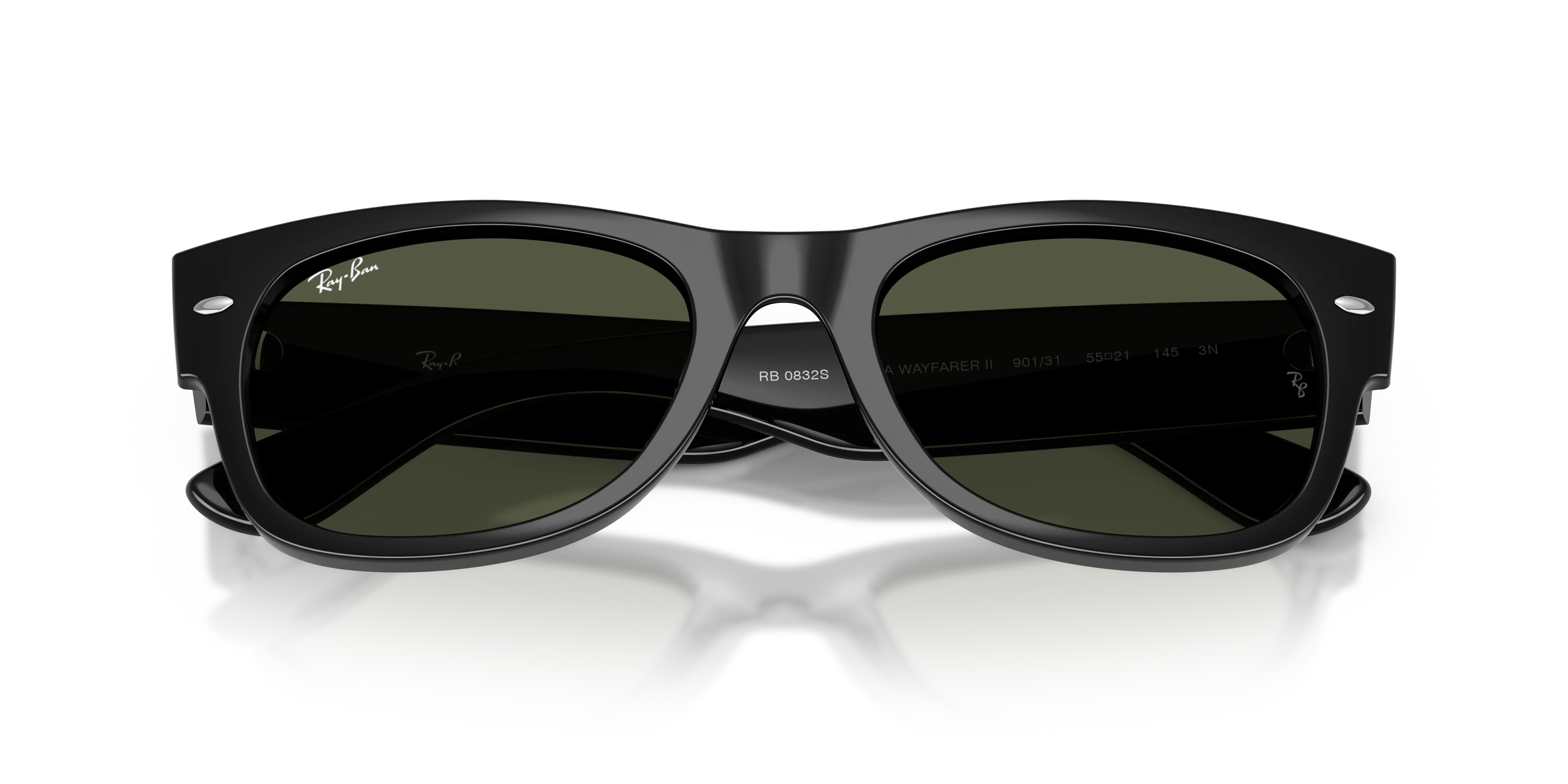 Ray - Ban RB0832S MEGA WAYFARER II 901/31 Occhiali da sole Acetato Nero Verde Squadrata Normale - immagine 2