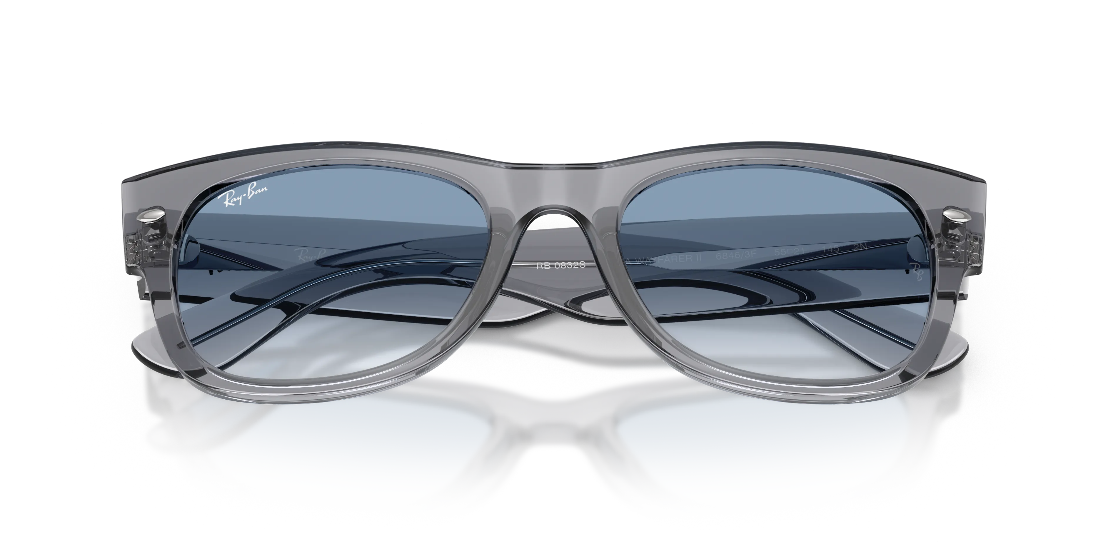 Ray - Ban RB0832S MEGA WAYFARER II 68463F Occhiali da sole Acetato Grigio Blu Squadrata Normale Sfumato - immagine 2