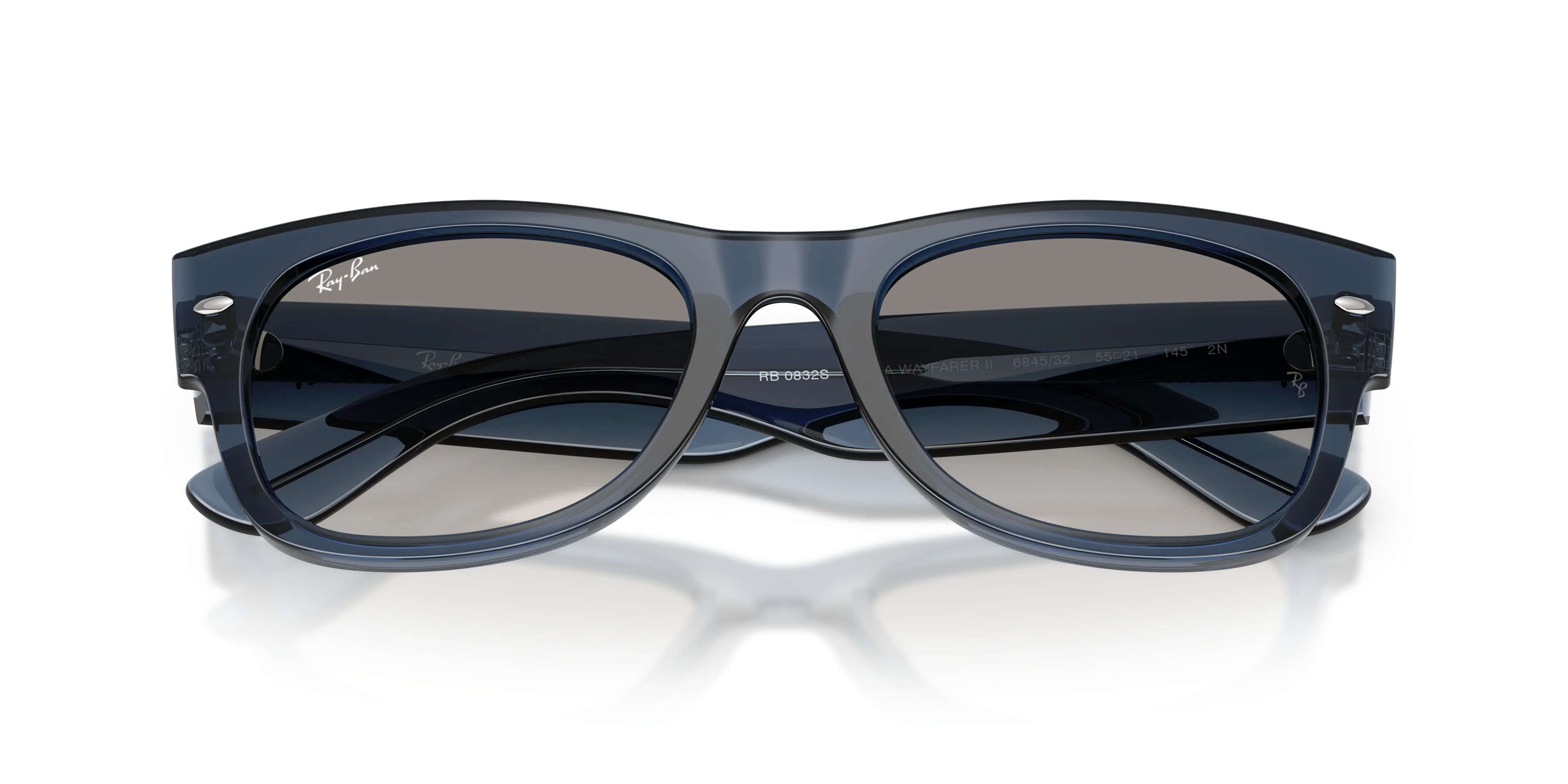 Ray - Ban RB0832S MEGA WAYFARER II 684532 Occhiali da sole Acetato Blu Grigio Squadrata Normale Sfumato - immagine 2