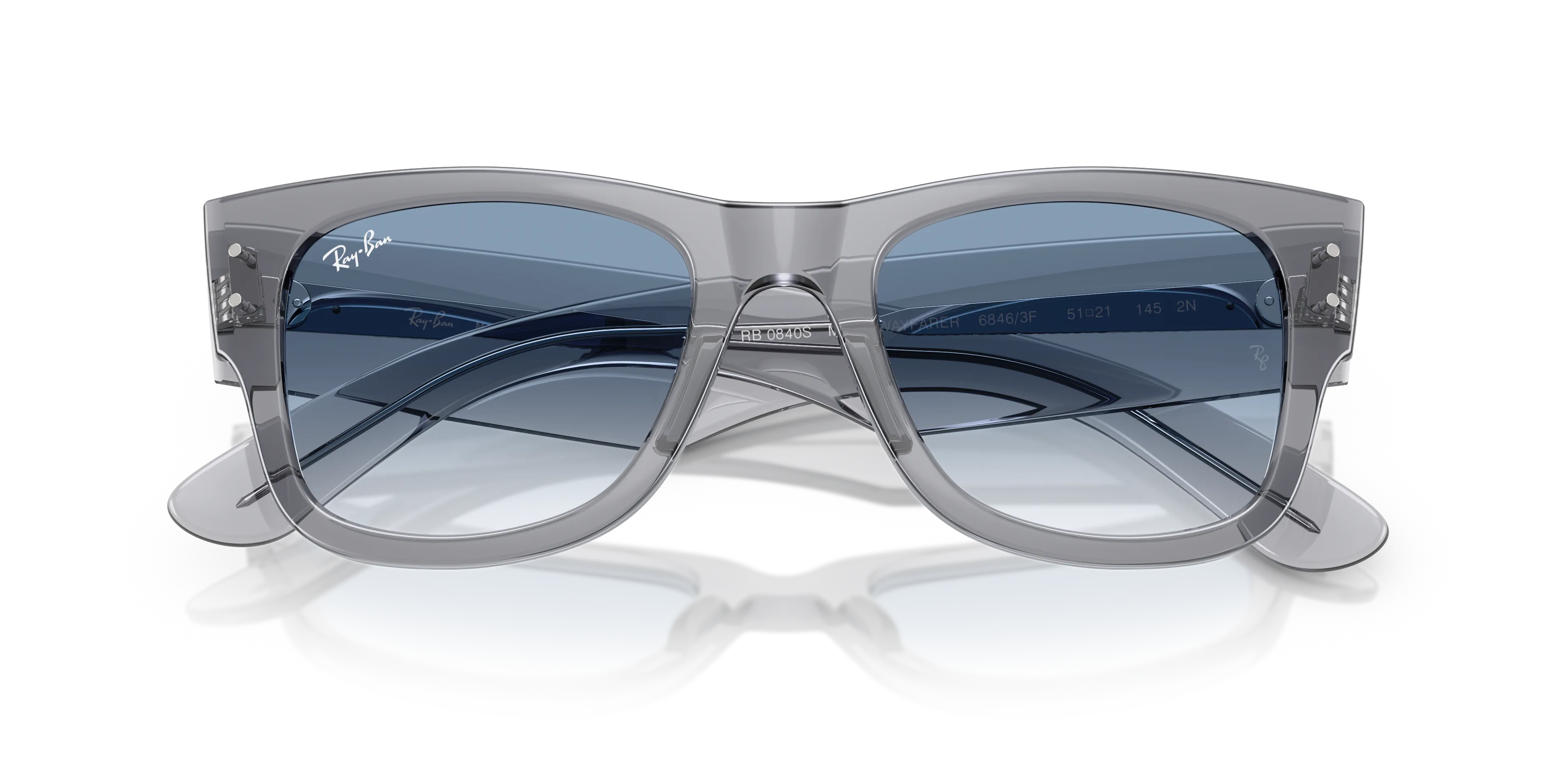 Ray - Ban RB0840S MEGA WAYFARER 68463F Occhiali da sole Acetato Grigio Blu Squadrata Normale Sfumato - immagine 2