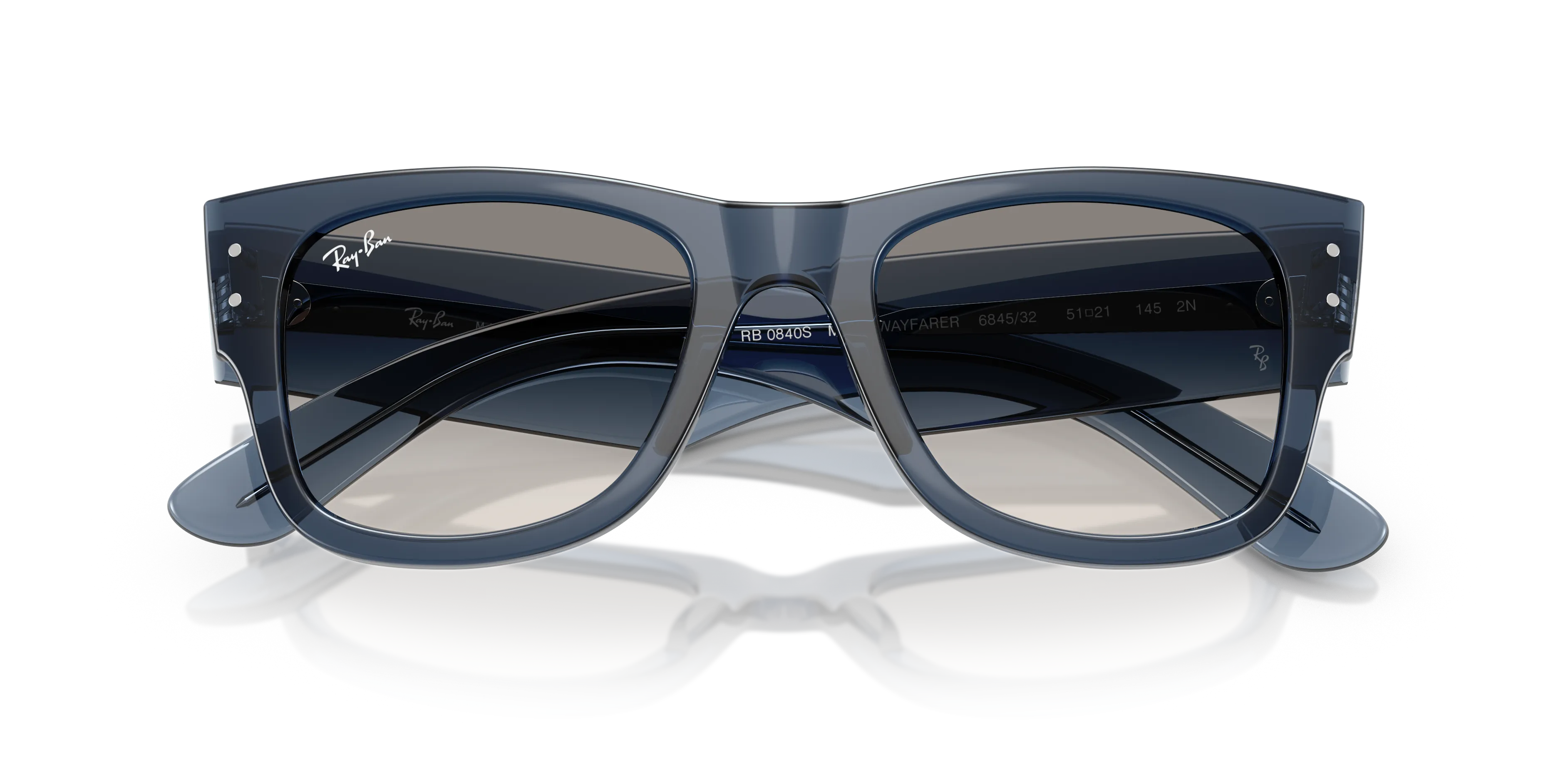 Ray - Ban RB0840S MEGA WAYFARER 684532 Occhiali da sole Acetato Blu Grigio Squadrata Normale Sfumato - immagine 2