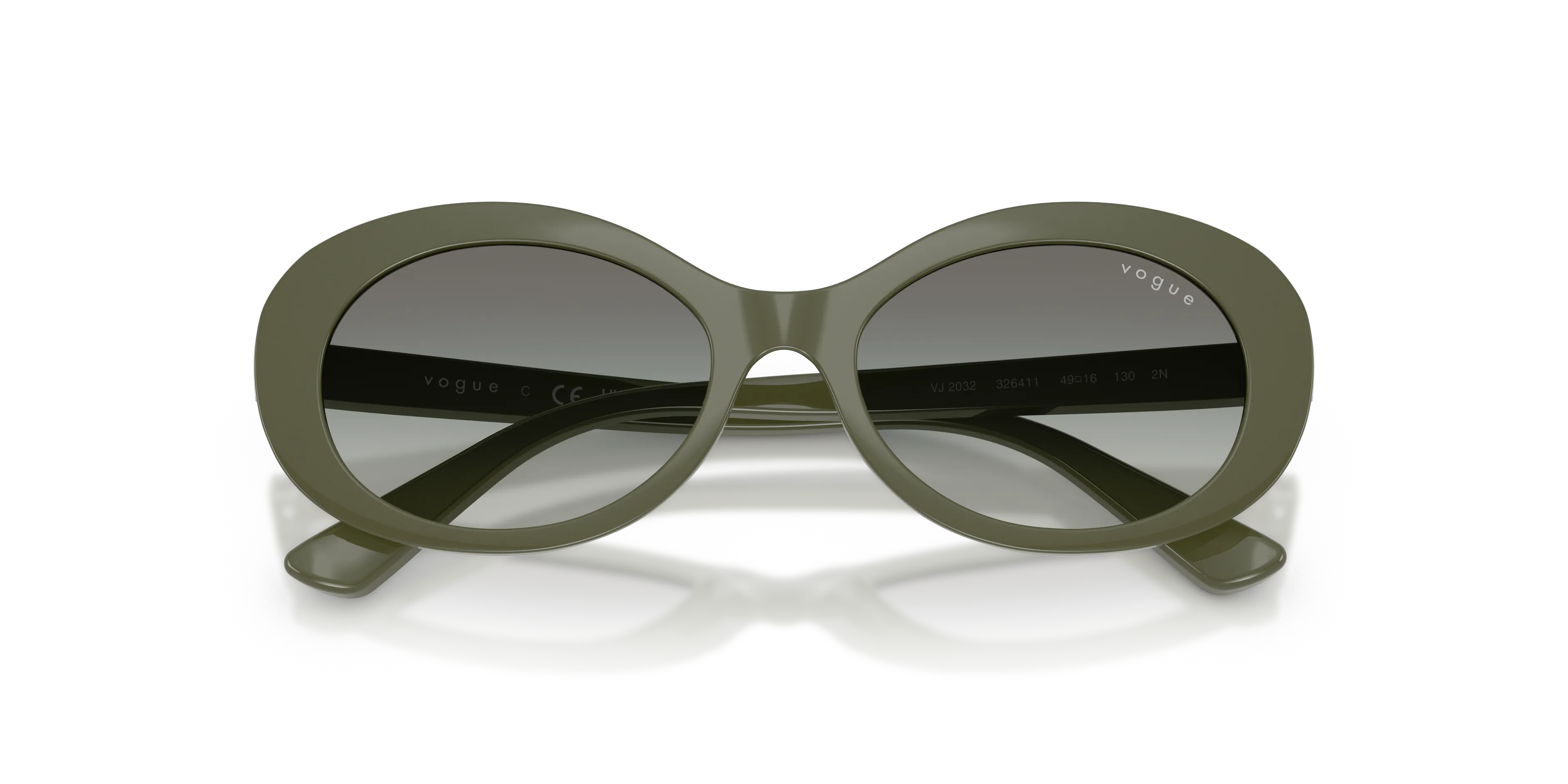 VOGUE EYEWEAR VJ2032 326411 Occhiali da sole bambino Nylon Verde Grigio Rotonda Normale Sfumato - immagine 2