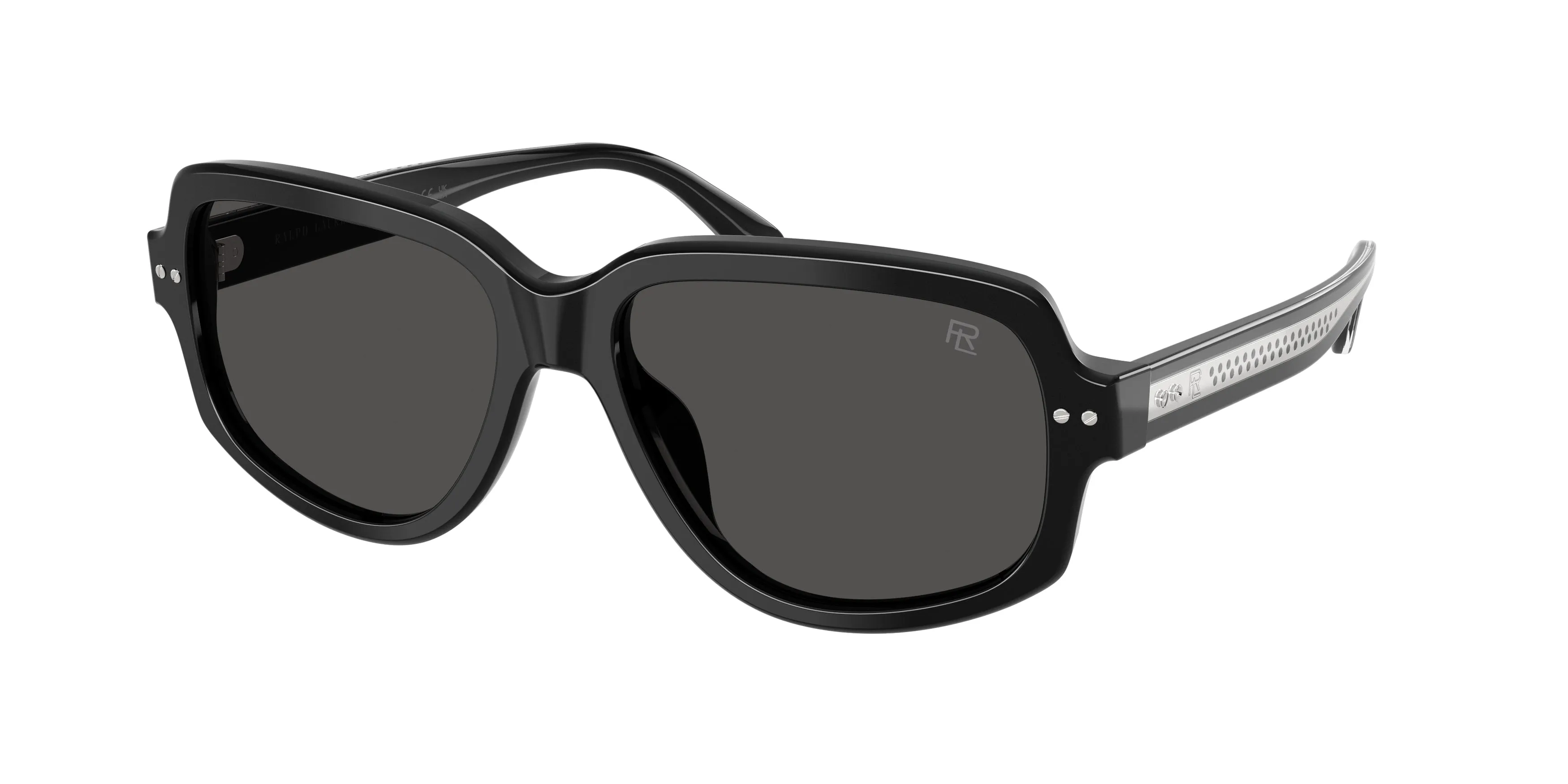Ralph Lauren RL8238U 500187 Occhiali da sole Acetato Nero Grigio Geometrica Normale Sfumato - immagine 1