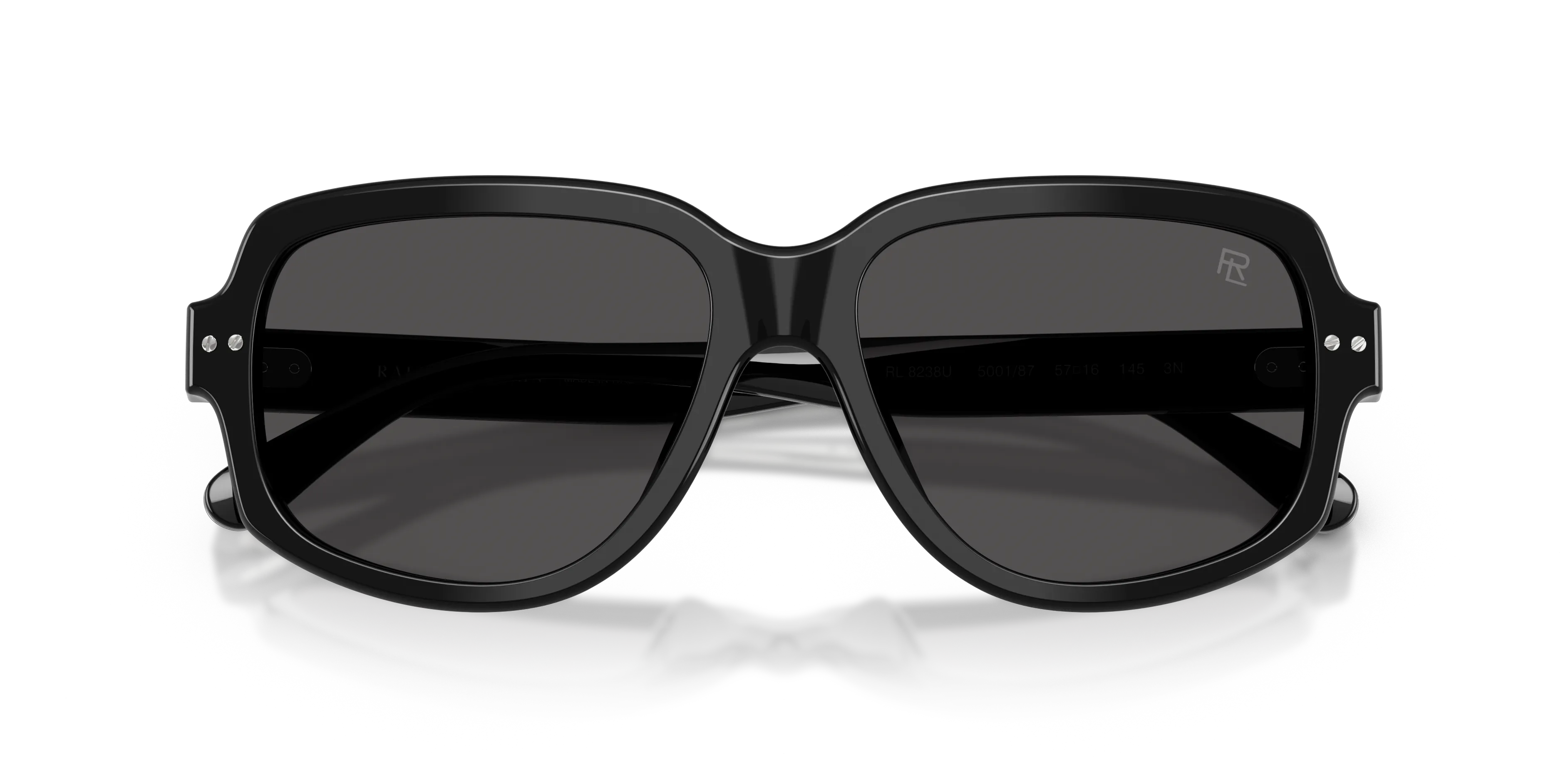 Ralph Lauren RL8238U 500187 Occhiali da sole Acetato Nero Grigio Geometrica Normale Sfumato - immagine 2