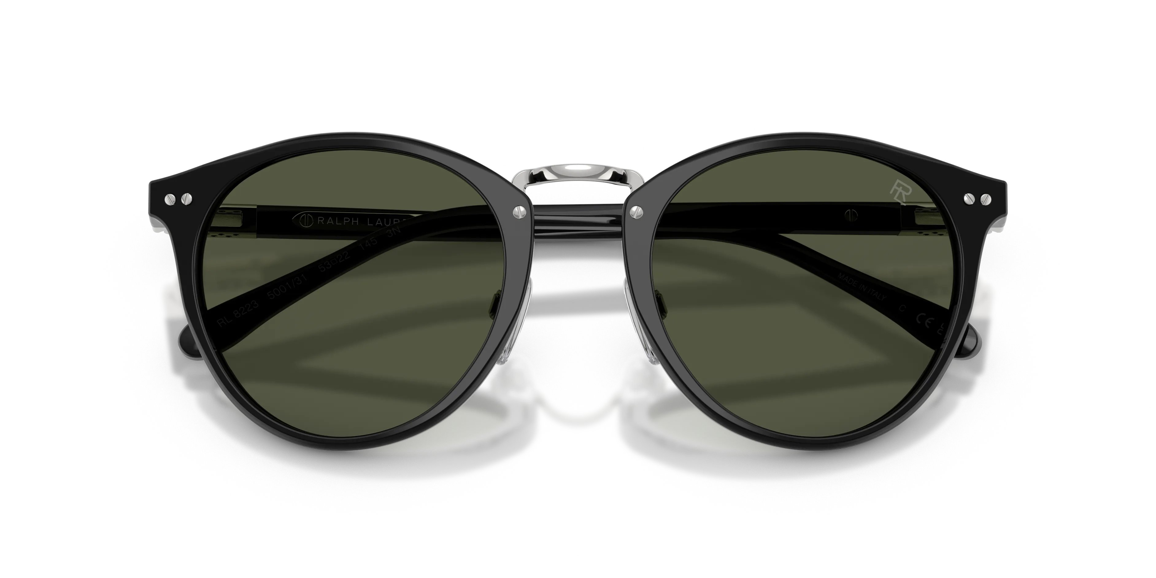Ralph Lauren RL8223 THE QUINCY 500131 Occhiali da sole Acetato Nero Verde Pantos Normale - immagine 2