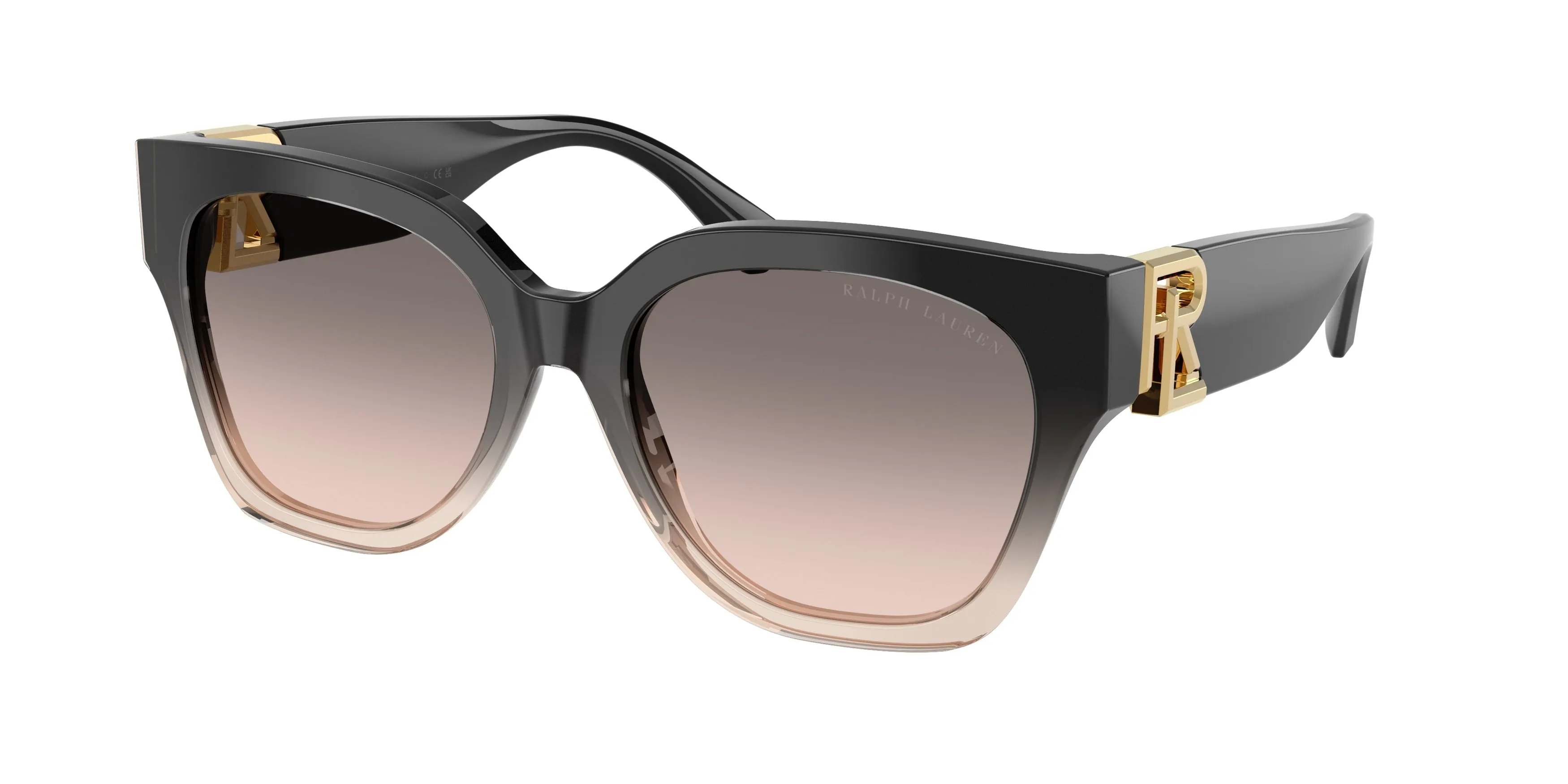 Ralph Lauren RL8221 THE OVERSZED RICKY 60223B Occhiali da sole Acetato Nero Rosa Farfalla Normale Sfumato - immagine 1