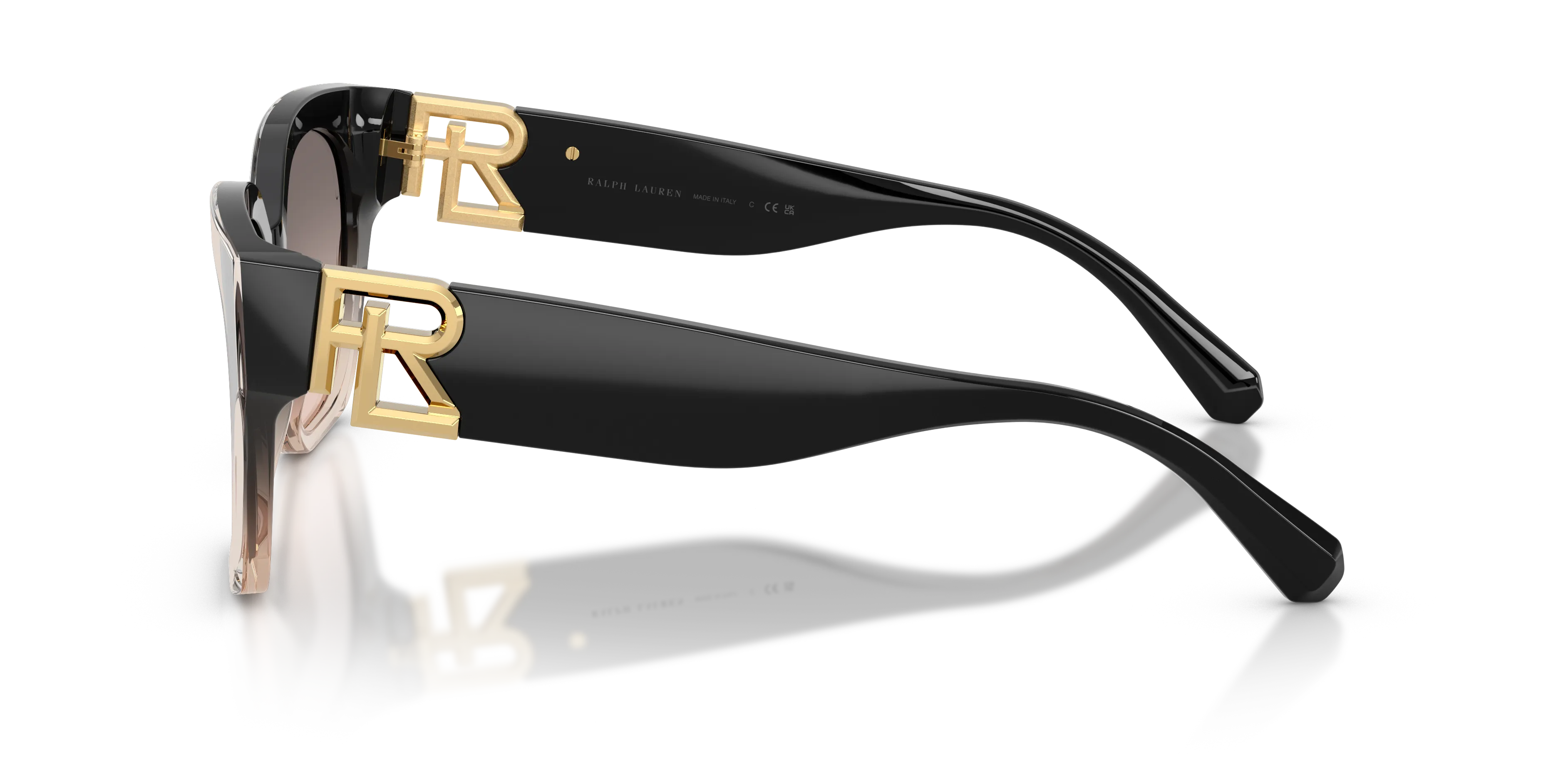 Ralph Lauren RL8221 THE OVERSZED RICKY 60223B Occhiali da sole Acetato Nero Rosa Farfalla Normale Sfumato - immagine 4
