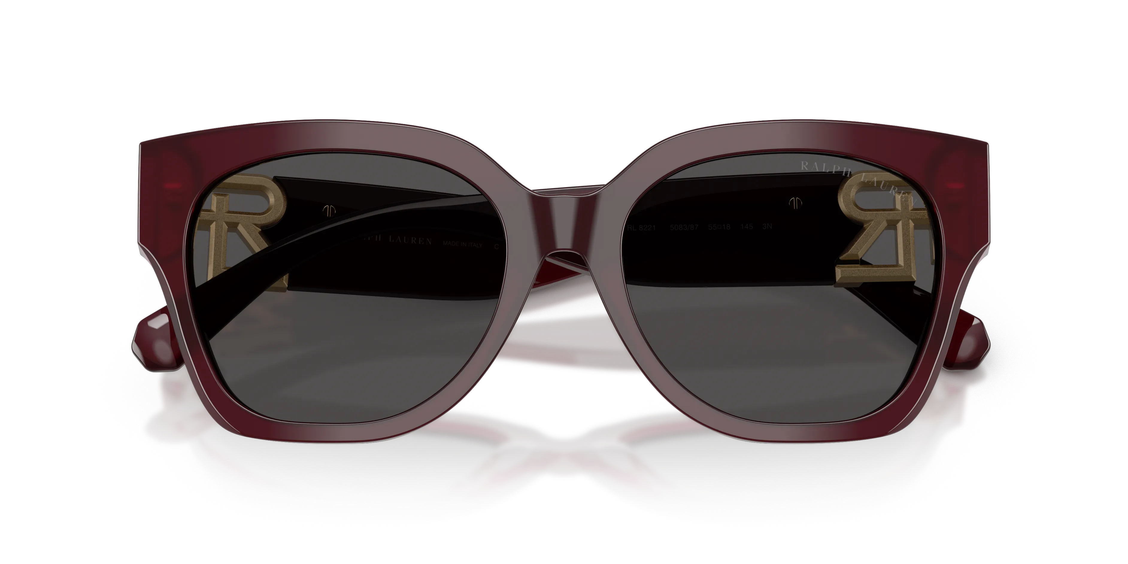 Ralph Lauren RL8221 THE OVERSZED RICKY 508387 Occhiali da sole Acetato Rosso Grigio Farfalla Normale - immagine 2