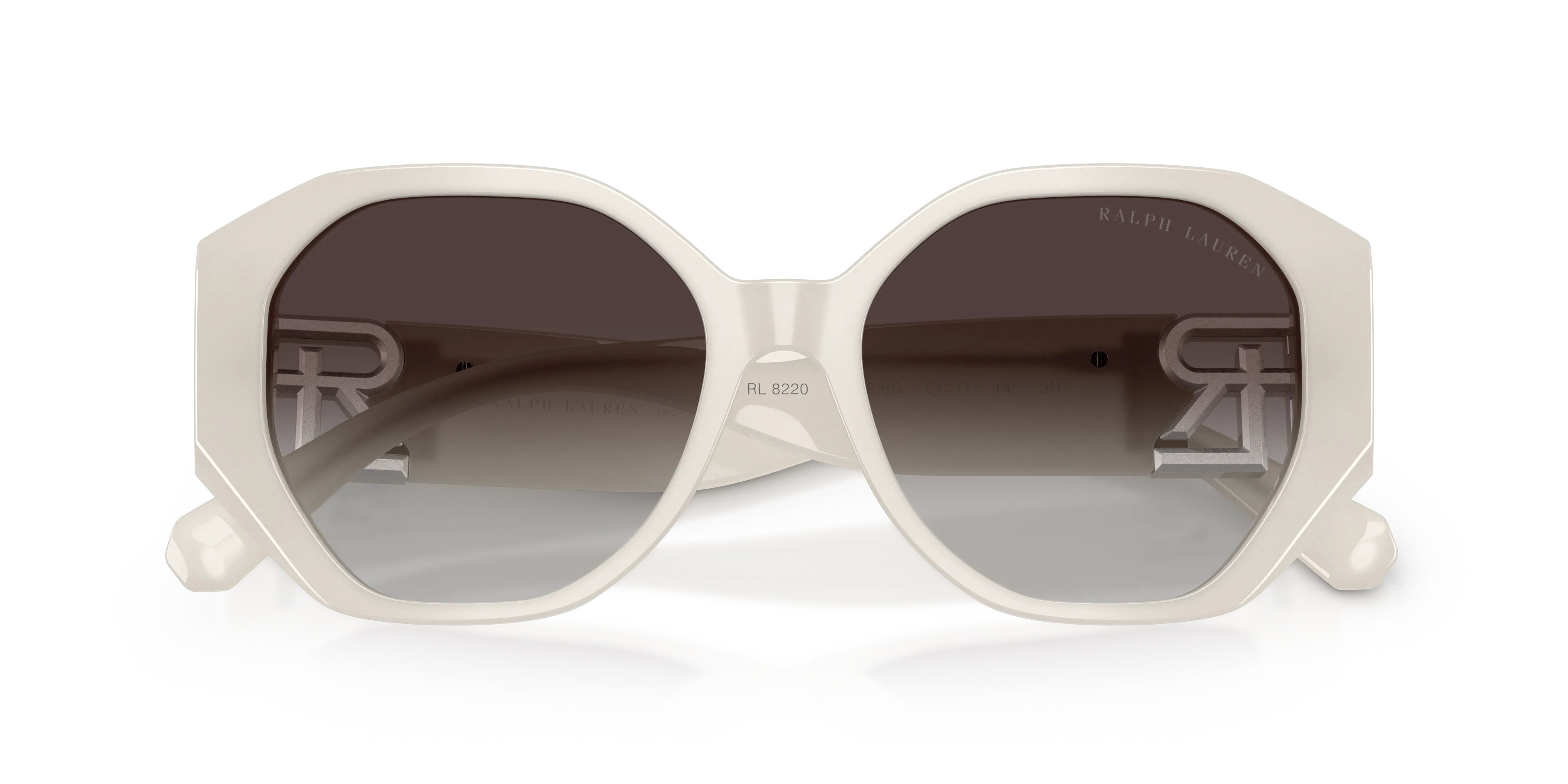Ralph Lauren RL8220 THE JULIETTE 61828G Occhiali da sole Acetato Bianco Grigio Farfalla Normale Sfumato - immagine 2
