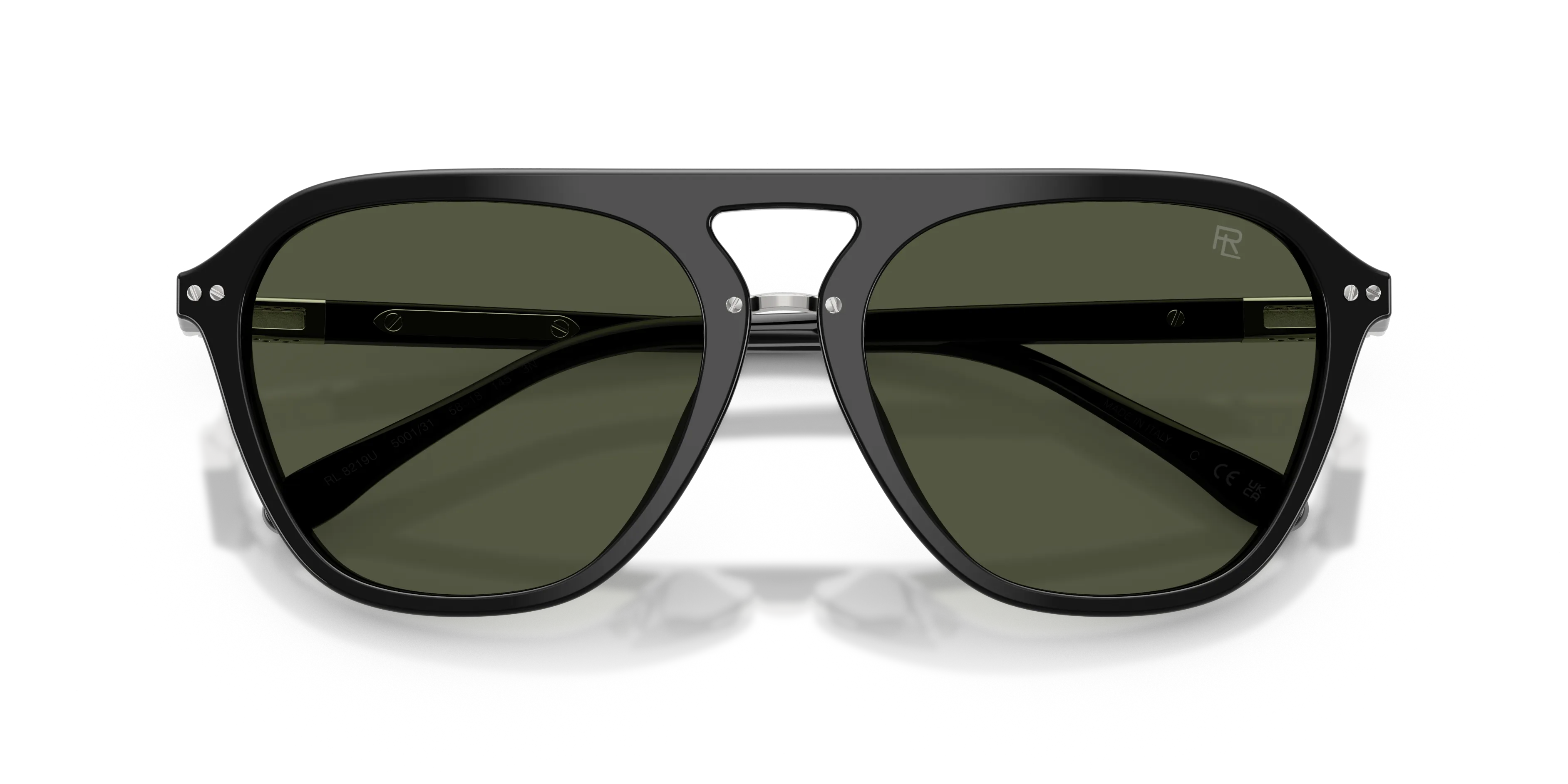 Ralph Lauren RL8219U THE HUGH 500131 Occhiali da sole Acetato Nero Verde Squadrata Normale - immagine 2