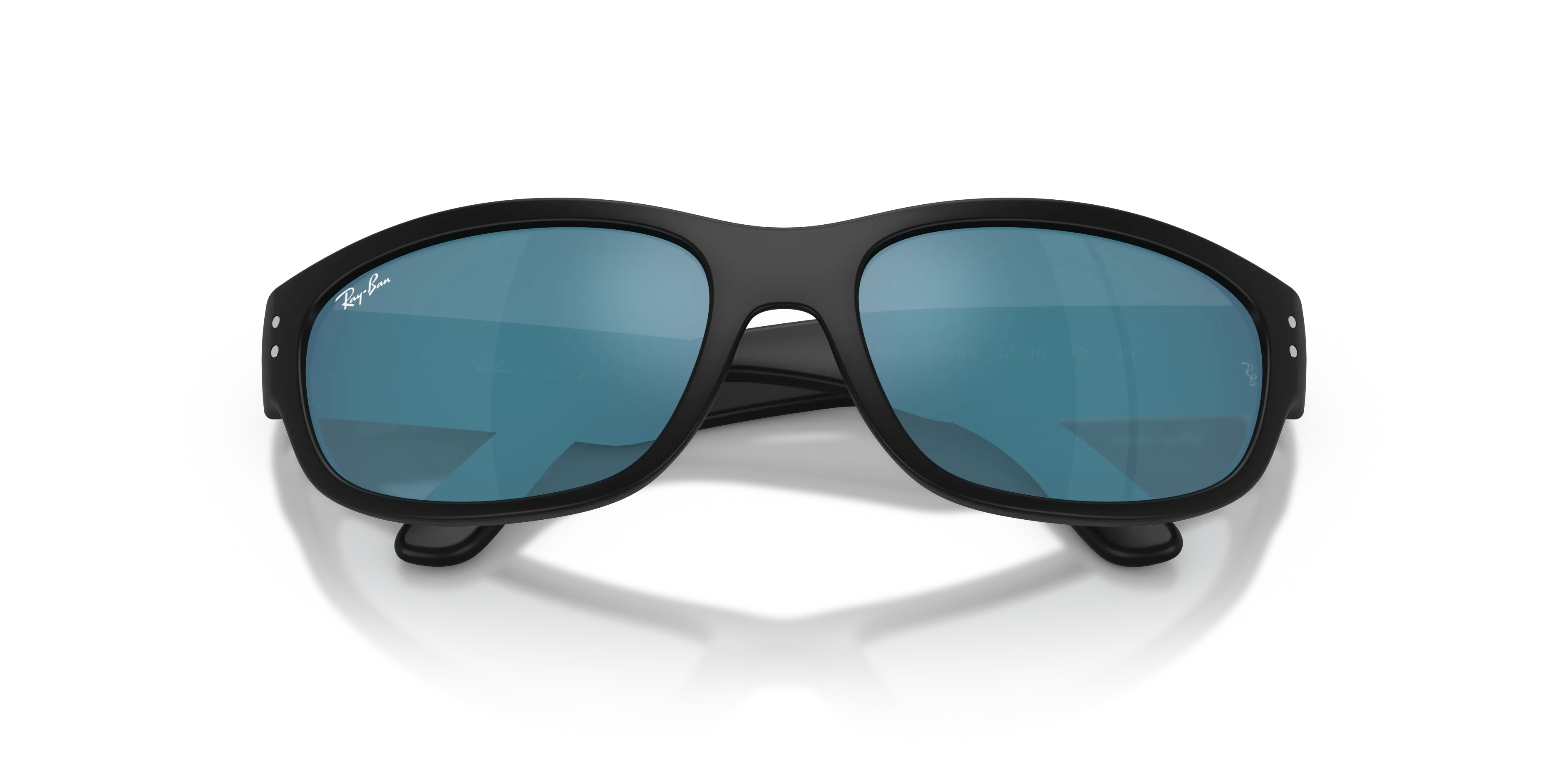 Ray - Ban RJ9189S 100S55 Occhiali da sole Iniettato Nero Blu Pillow Specchiate - immagine 2