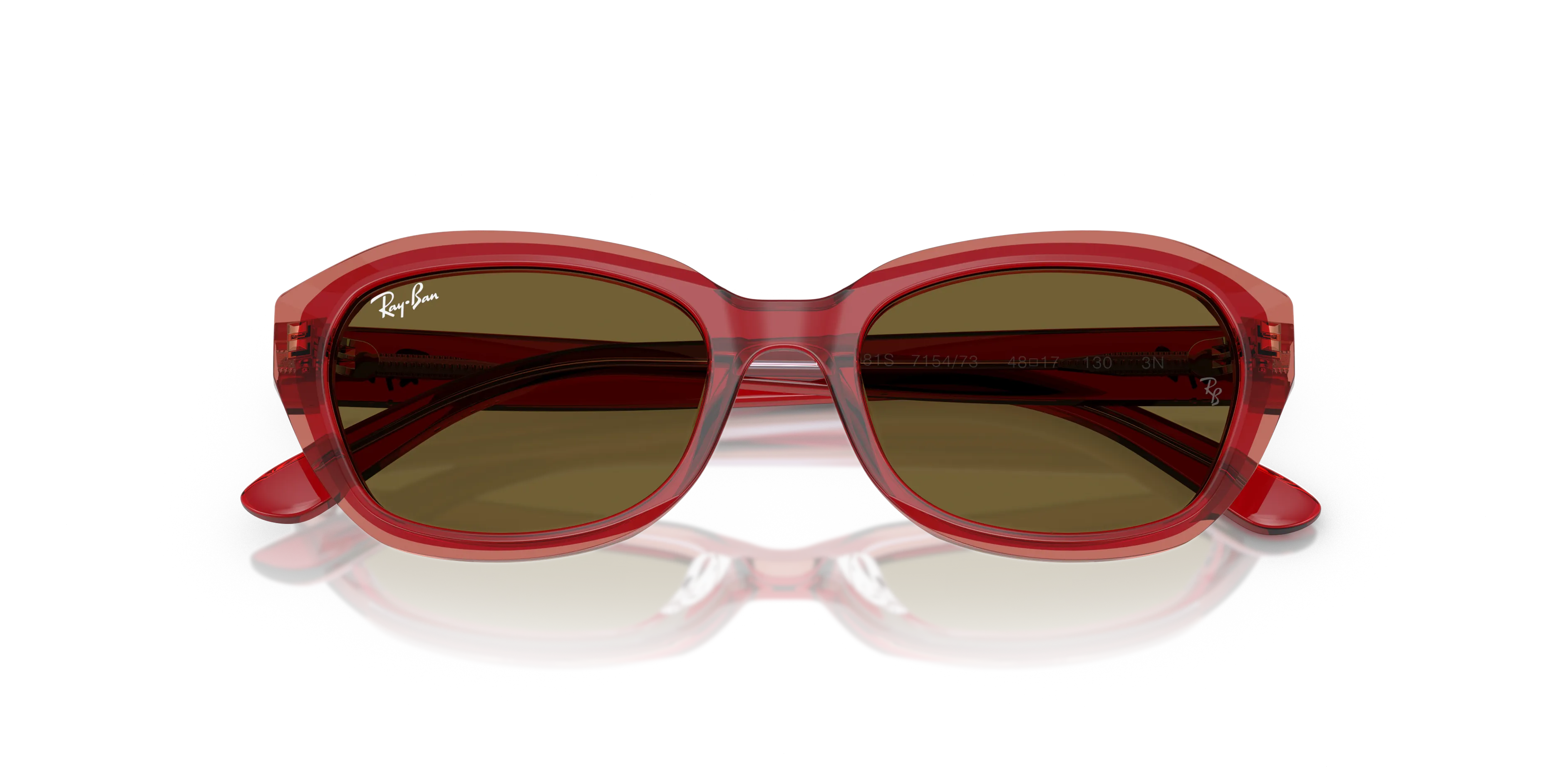 Ray - Ban RJ9081S 715473 Occhiali da sole bambino Acetato Rosso Marrone Geometrica Normale - immagine 2