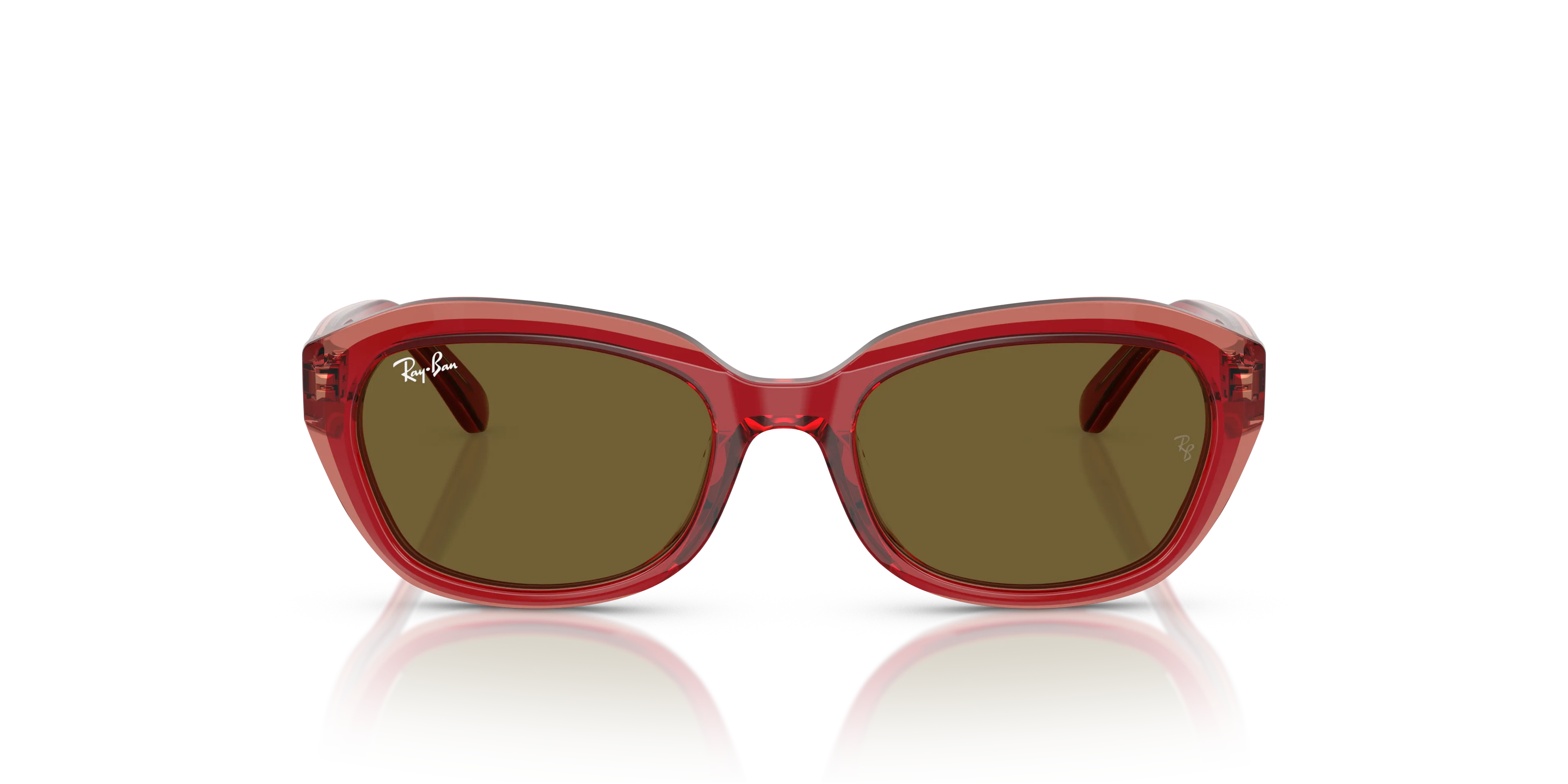 Ray - Ban RJ9081S 715473 Occhiali da sole bambino Acetato Rosso Marrone Geometrica Normale - immagine 3
