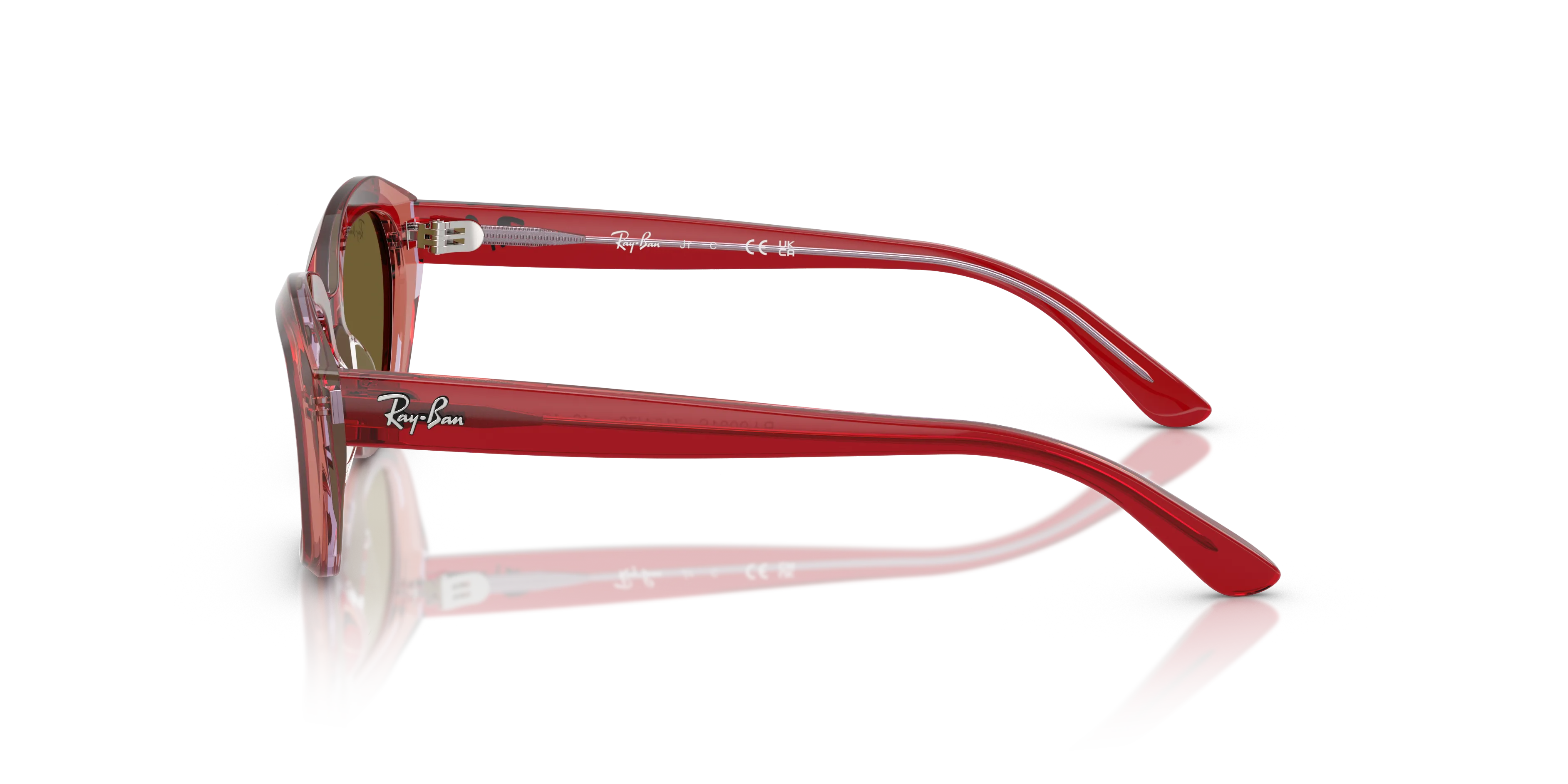 Ray - Ban RJ9081S 715473 Occhiali da sole bambino Acetato Rosso Marrone Geometrica Normale - immagine 4