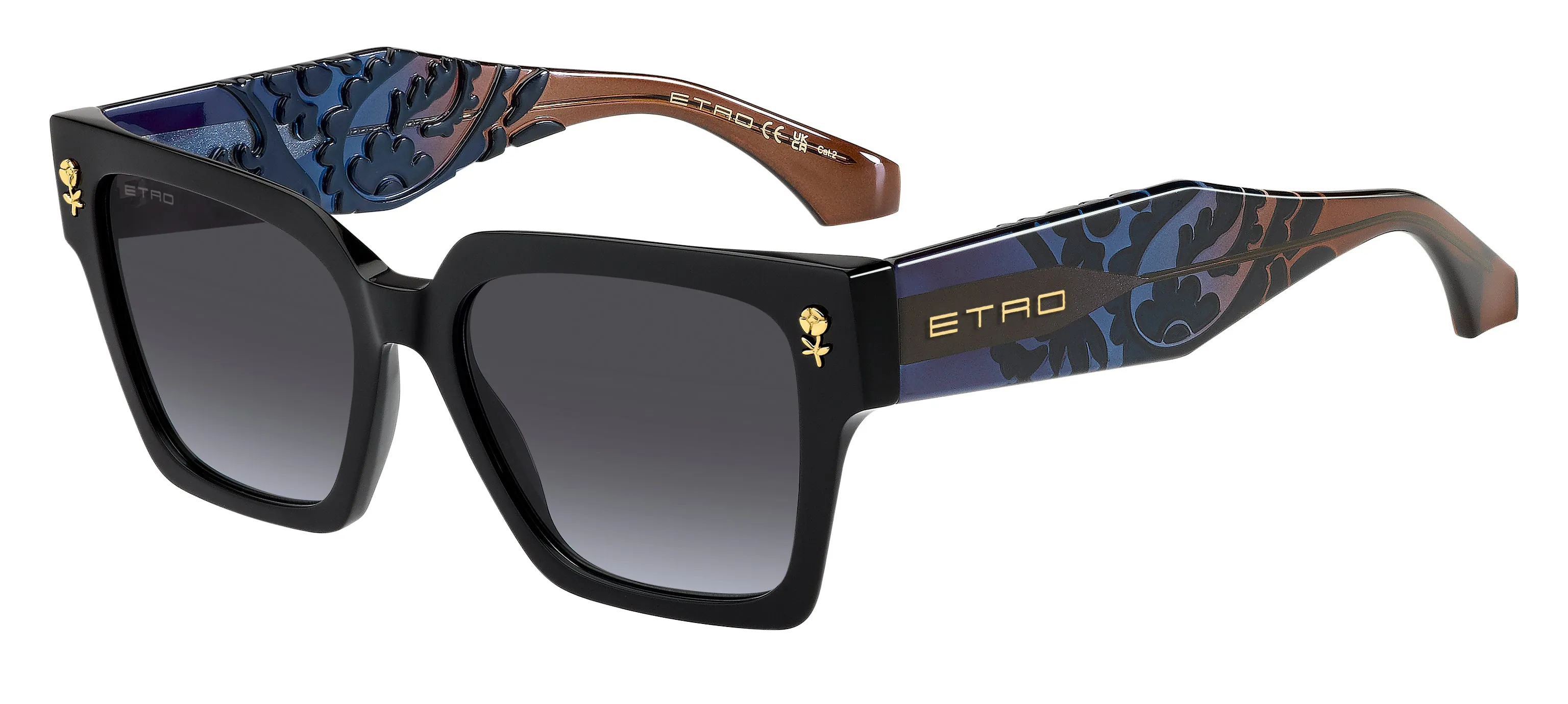 ETRO ETRO 0128/S IPA/GB Occhiali da sole Acetato Nero Grigio Squadrata Normale Sfumato - immagine 1