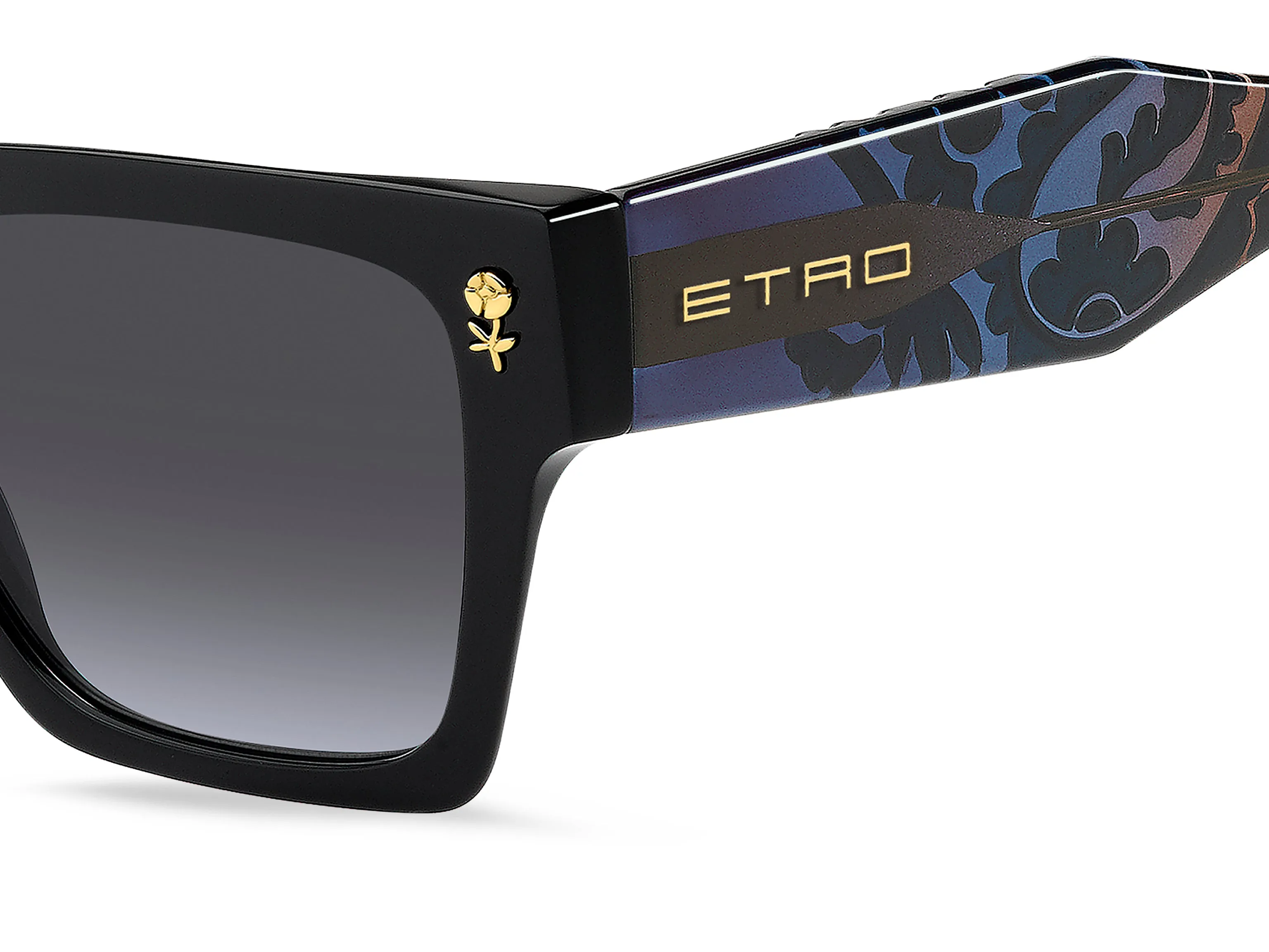 ETRO ETRO 0128/S IPA/GB Occhiali da sole Acetato Nero Grigio Squadrata Normale Sfumato - immagine 3