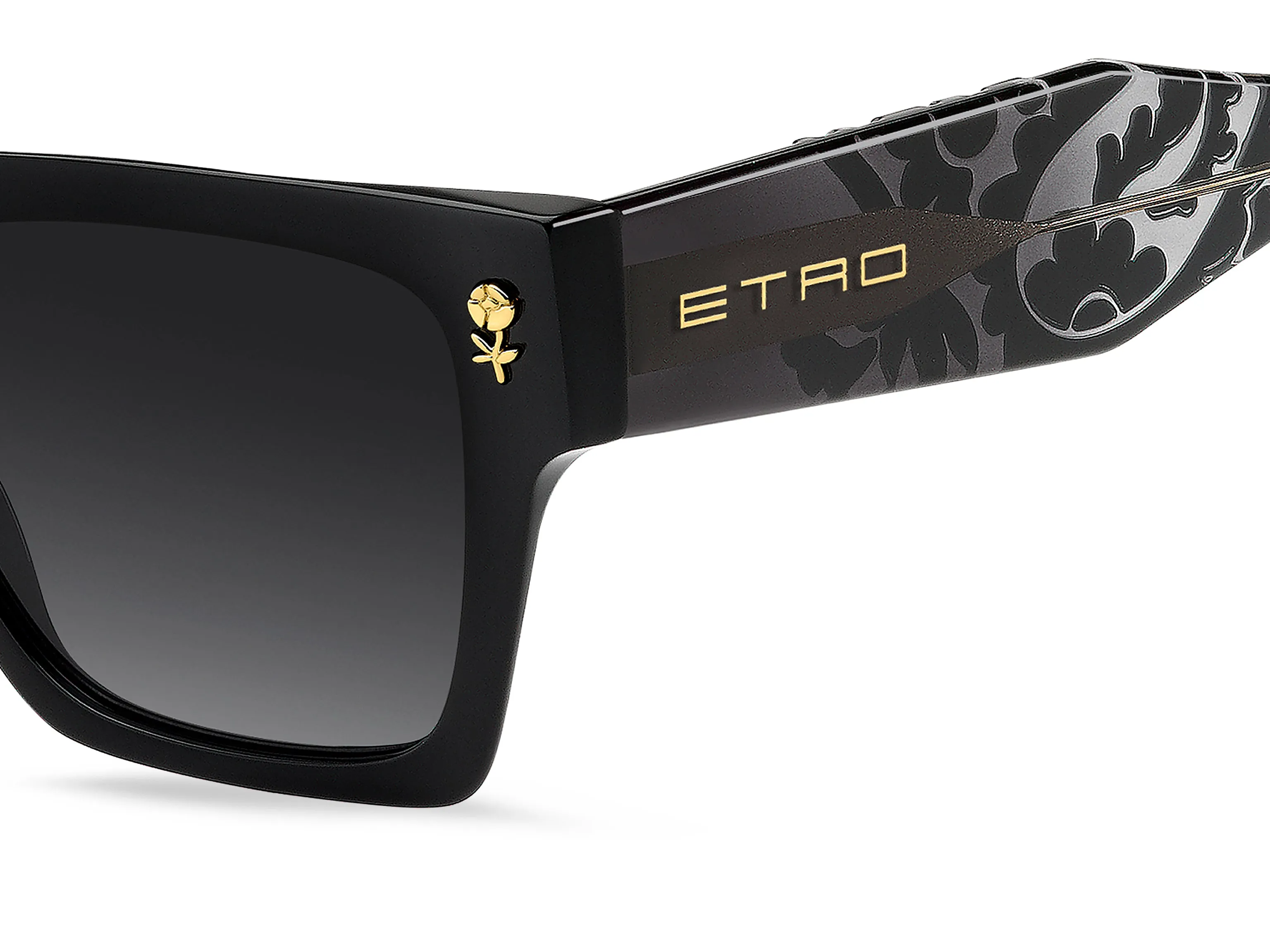 ETRO ETRO 0128/S 807/9O Occhiali da sole Acetato Nero Grigio Squadrata Normale Sfumato - immagine 3
